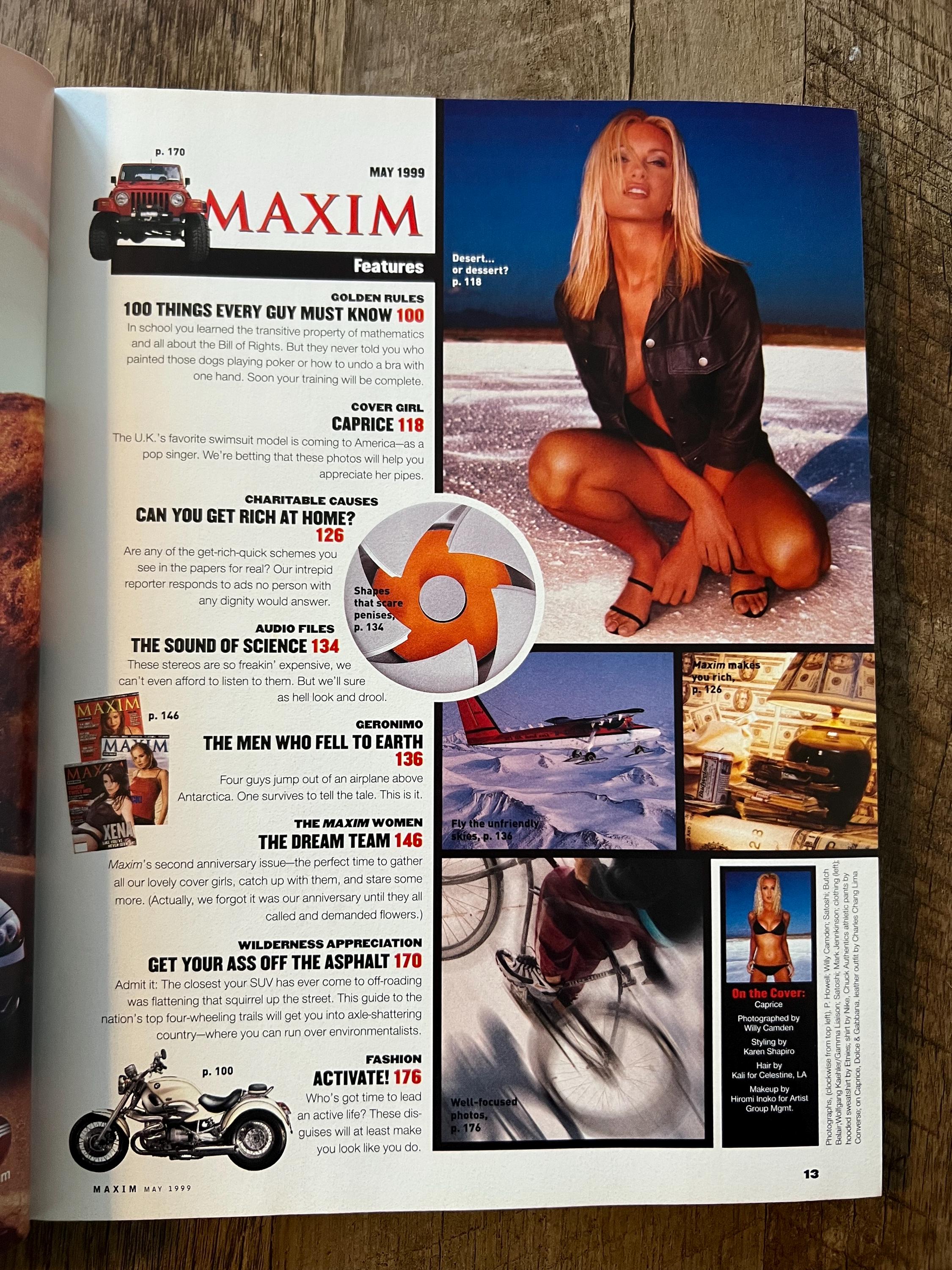 Vintage MAXIM Magazine - May 1999, Caprice Bourret Cover