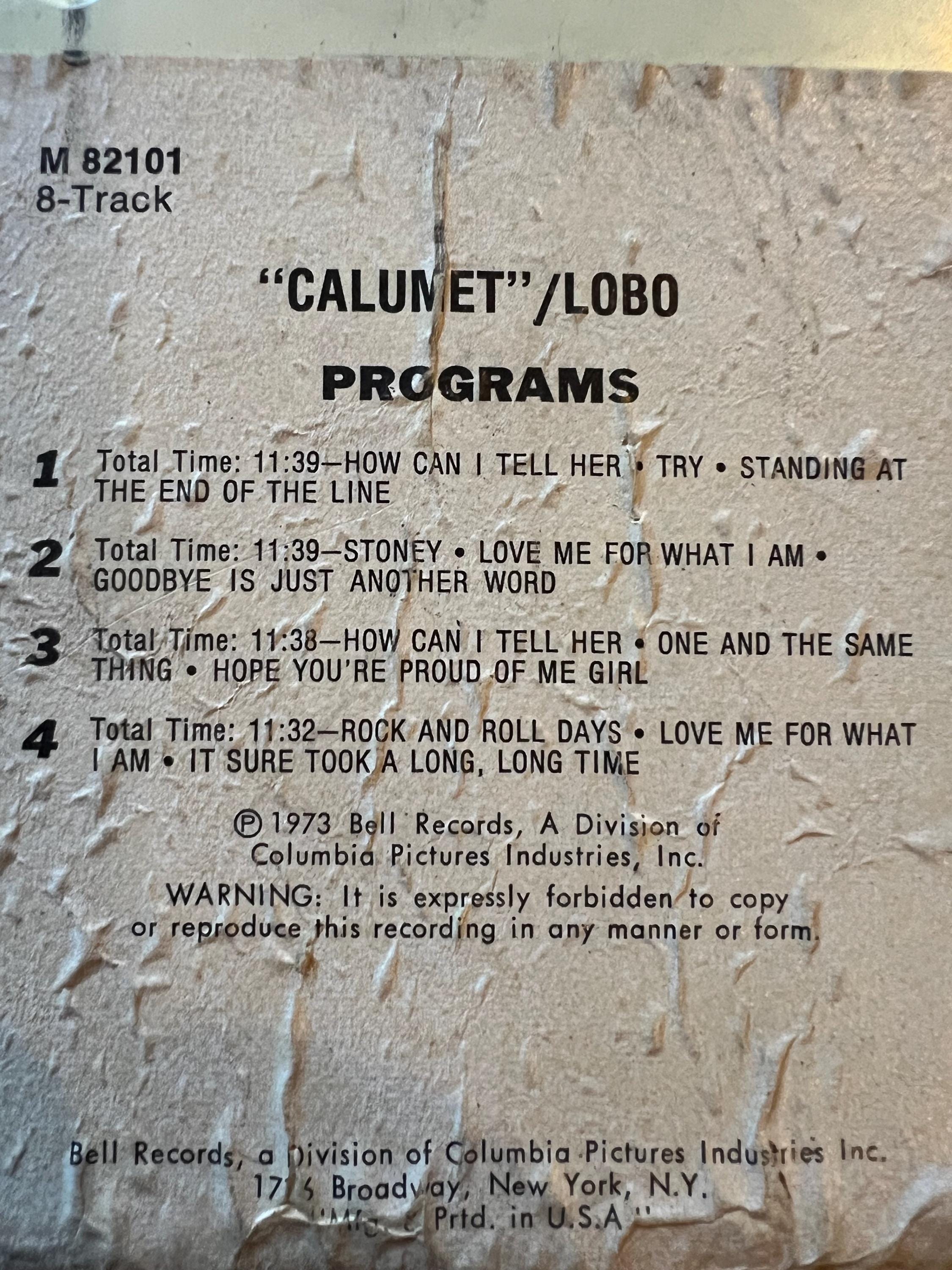 1973 Lobo Calumet - Big Tree Records 8-Track Tape