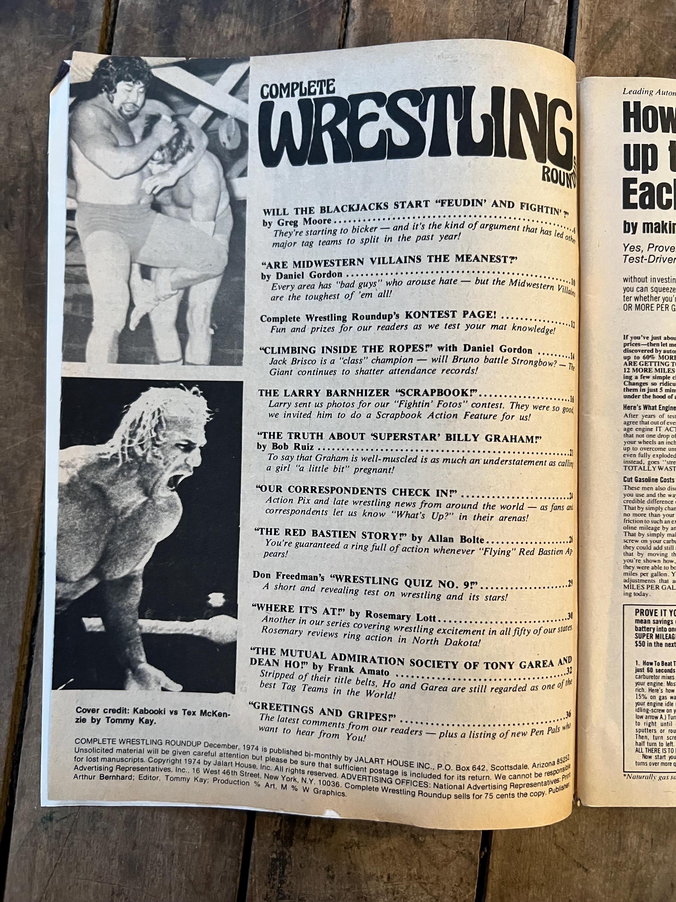Complete Wrestling Roundup Magazine  - December 1974 Issue WWF / WWE