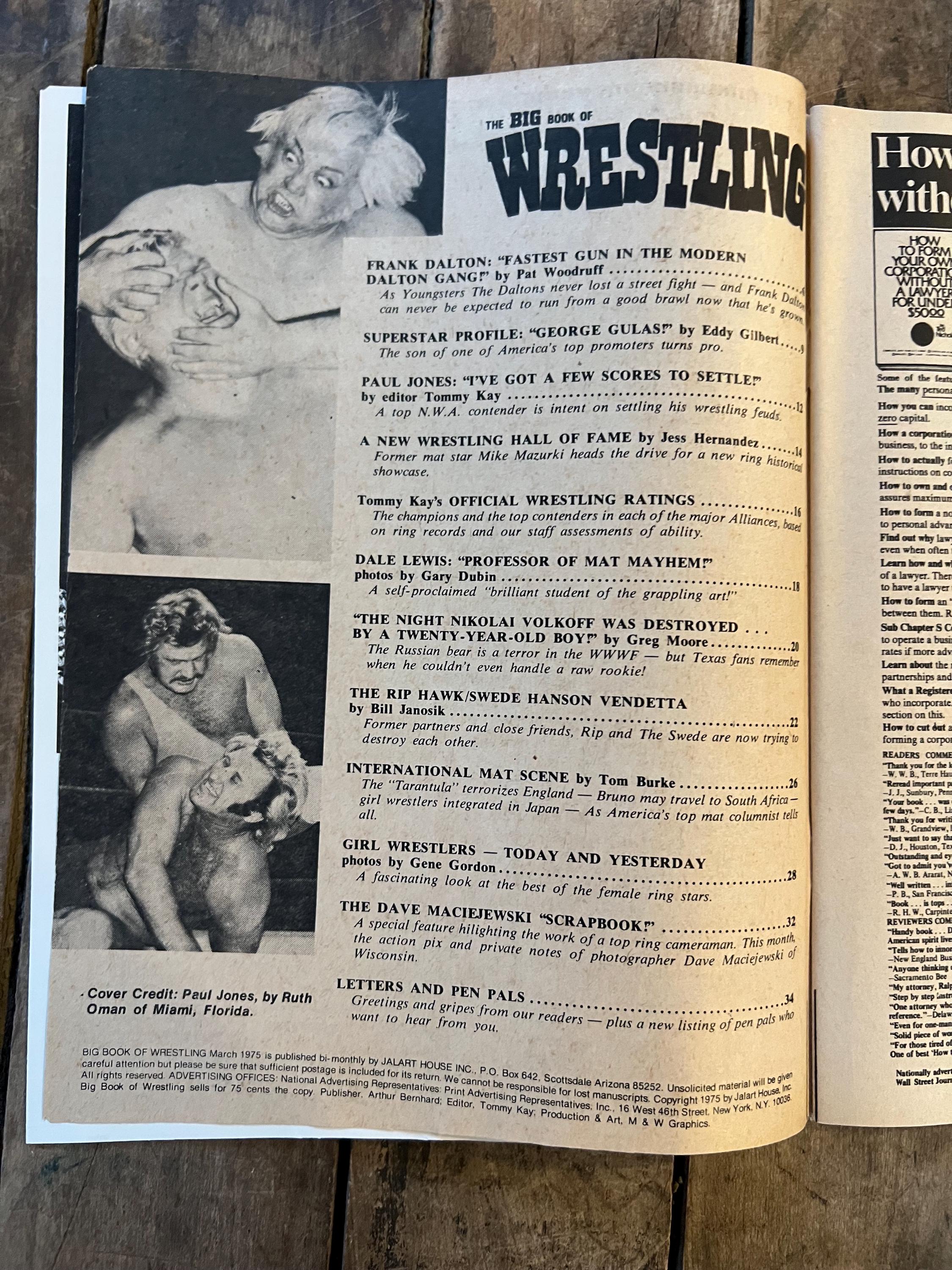 The Big Book Of Wrestling  Magazine  - March 1975 Issue WWF / WWE