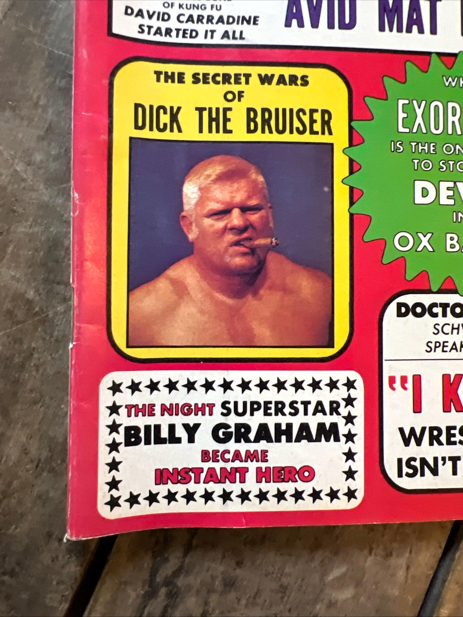 Wrestling Revue Magazine - August 1974 Issue - WWF / WWE - David Carradine Cover