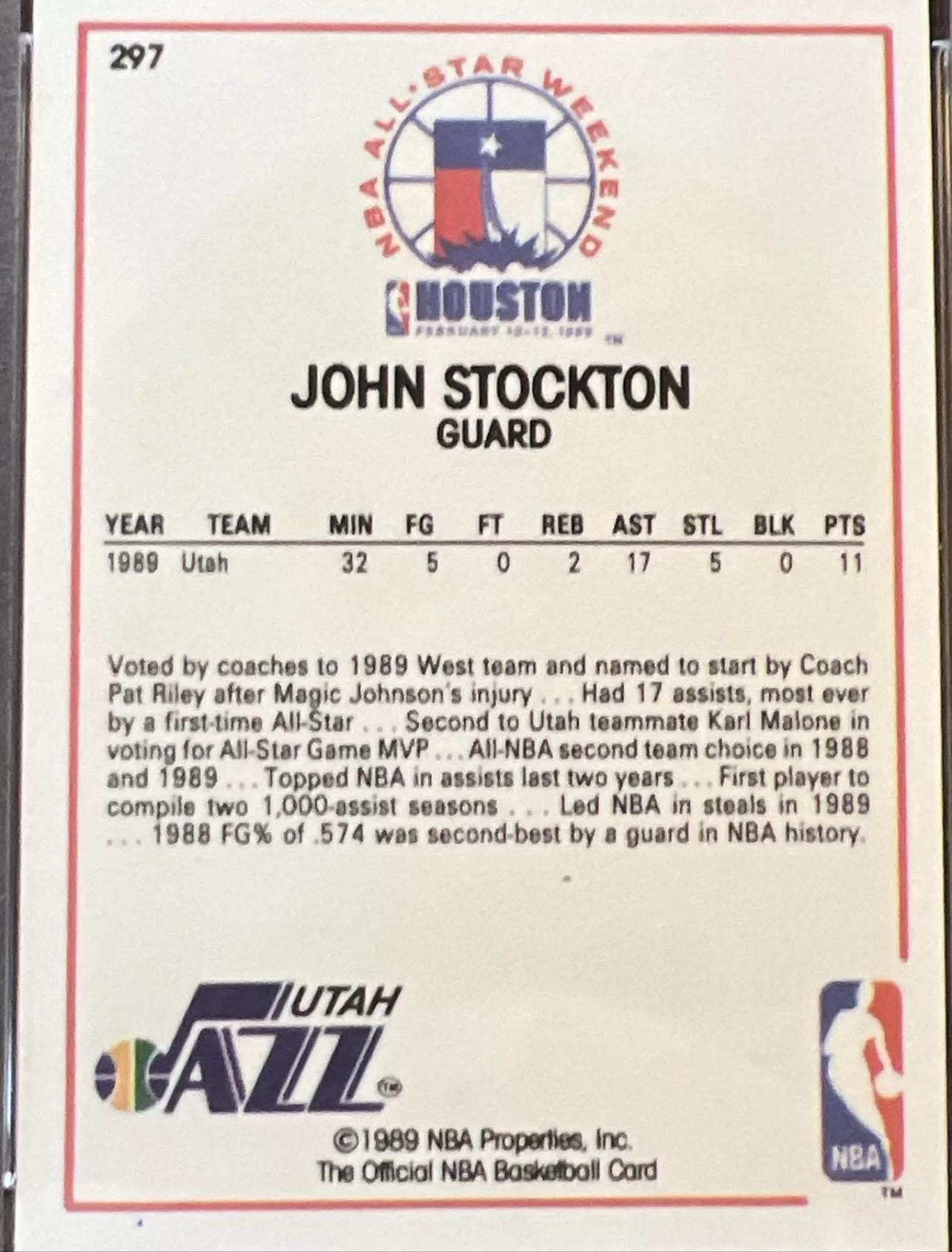 1989 NBA Hoops John Stockton All-Star Card - PSA 6 Graded