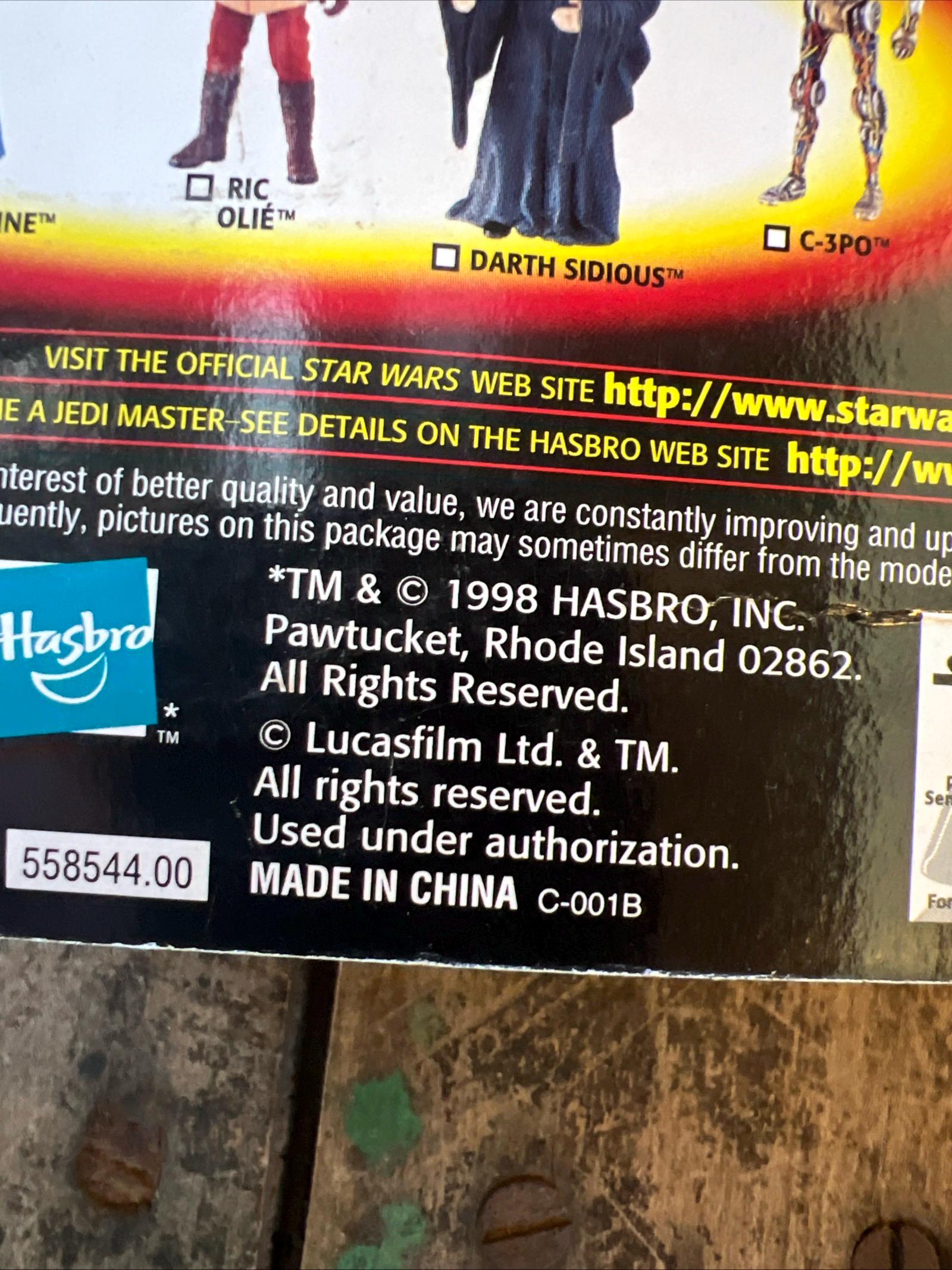 1998 Darth Sidious Action Figure: Star Wars Episode 1, Commtech Chip, MOC