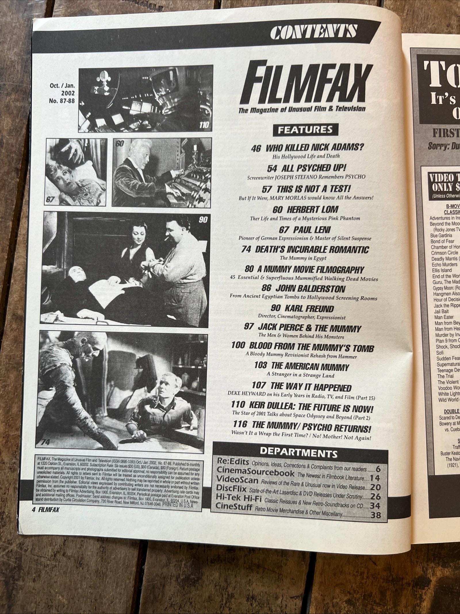 FILMFAX #87-88 ( Oct. / Jan 2002) The Mummy Cover Film & TV Magazine
