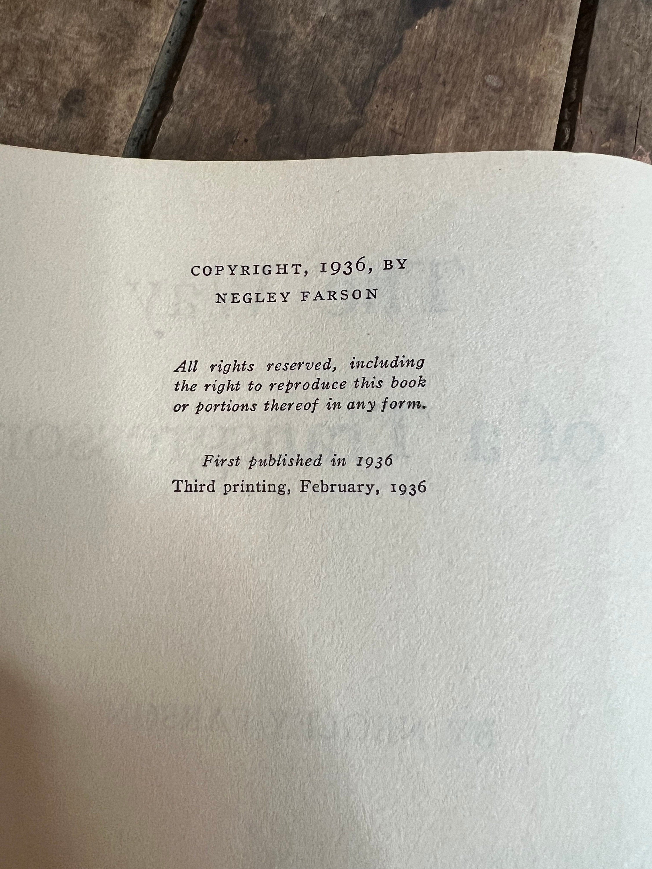 The Way of the Transgressor by Negley Farson, 1936 Hardcover Book