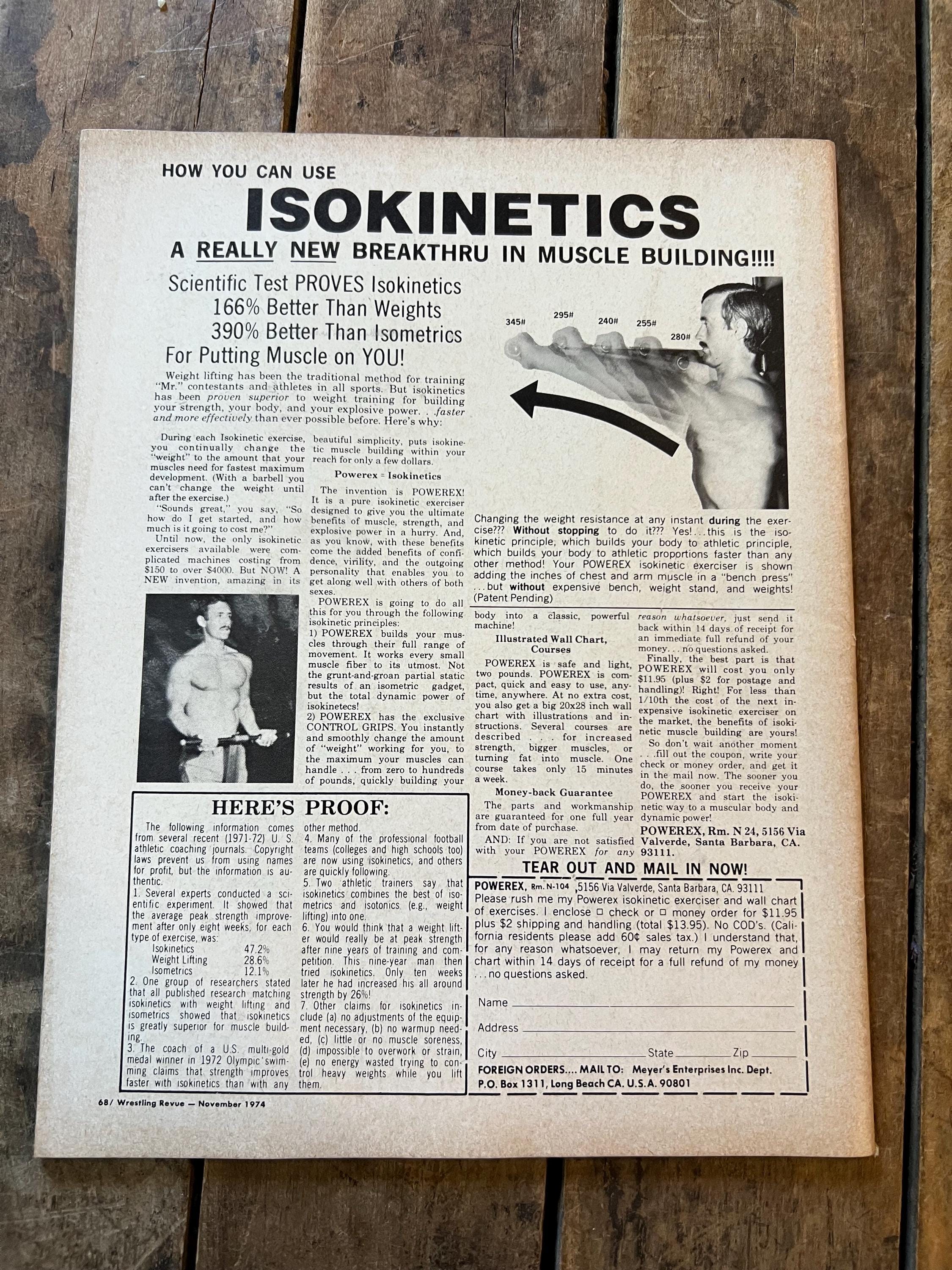 Wrestling Revue Magazine - November 1974 Issue - WWF / WWE - The SHEIK cover