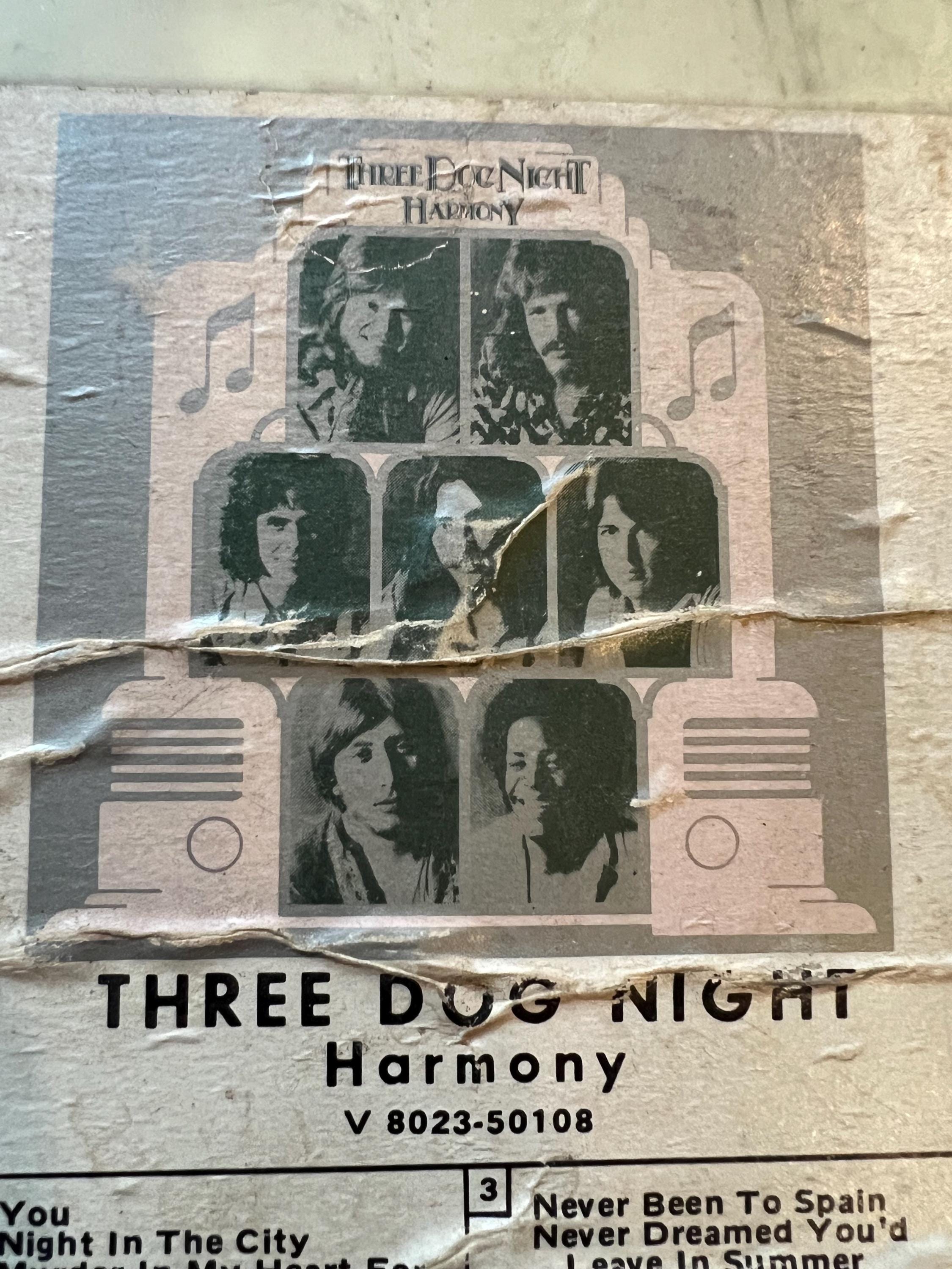 1971 Three Dog Night “Harmony” - Dunhill Records 8-Track Tape