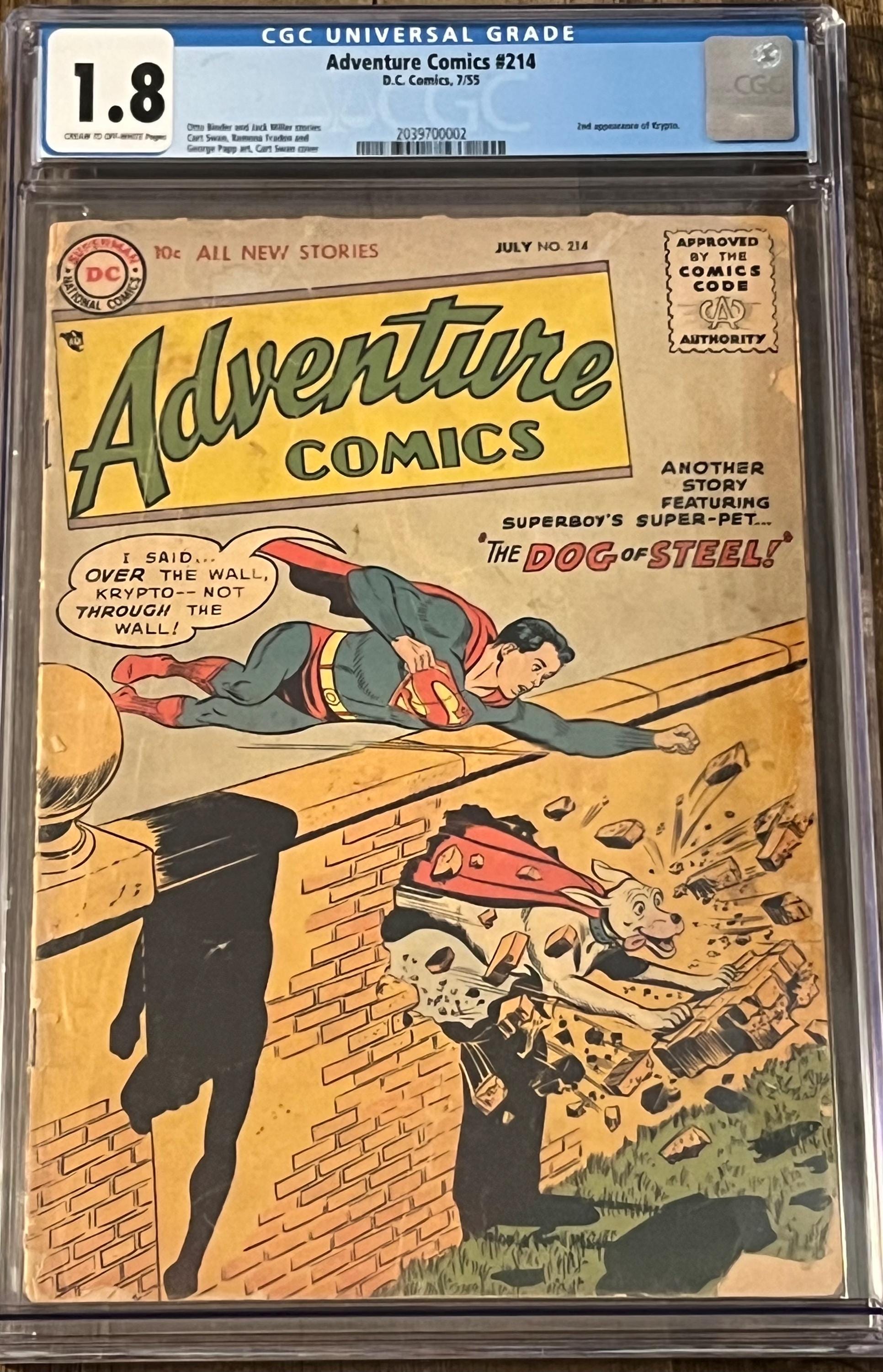 Vintage 1955 Adventure Comics #214: Krypto the Superdog (CGC 1.8)