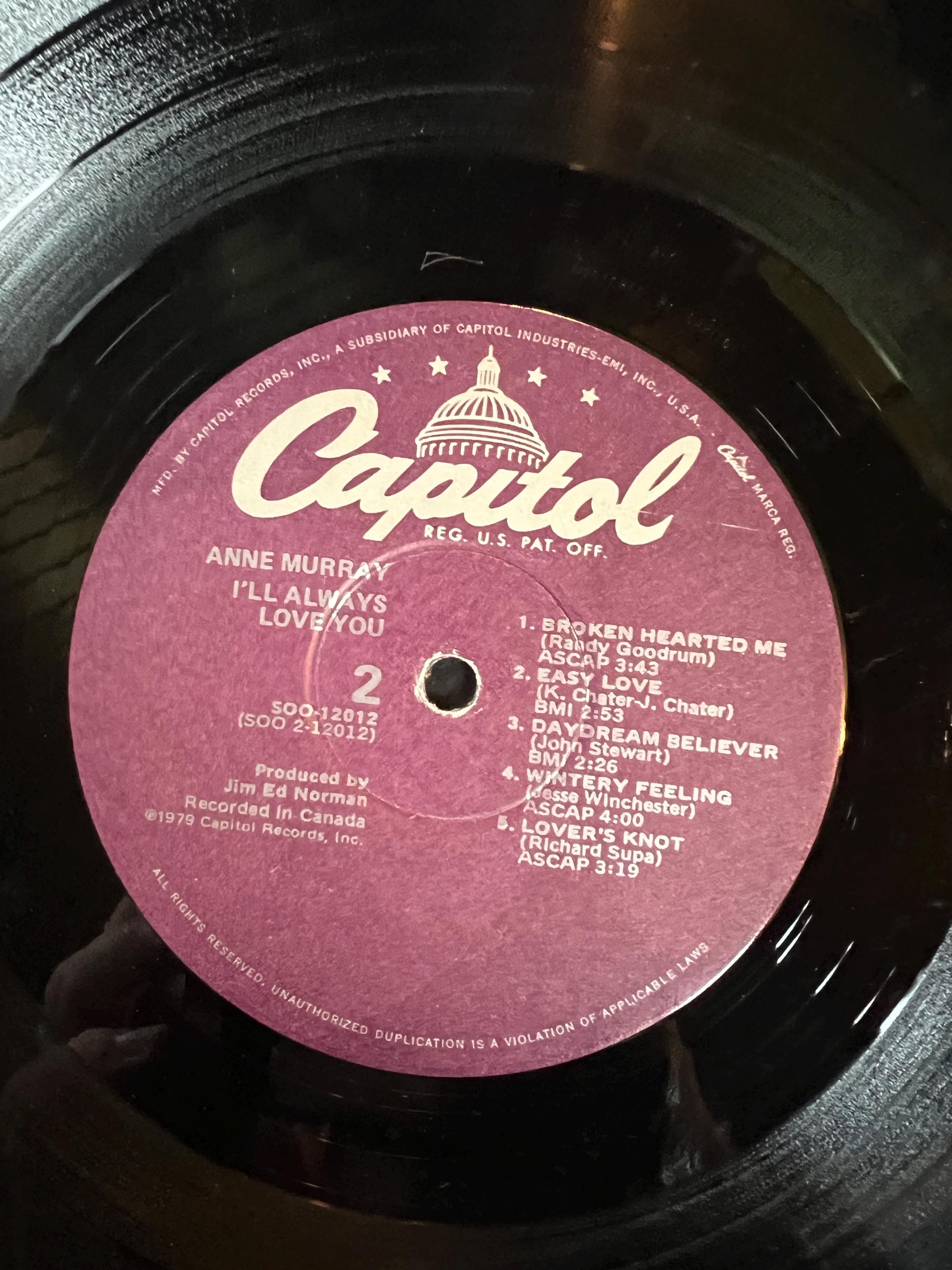 Anne Murray "I’ll always love you" LP - 1979 Capitol Retro Vinyl Record