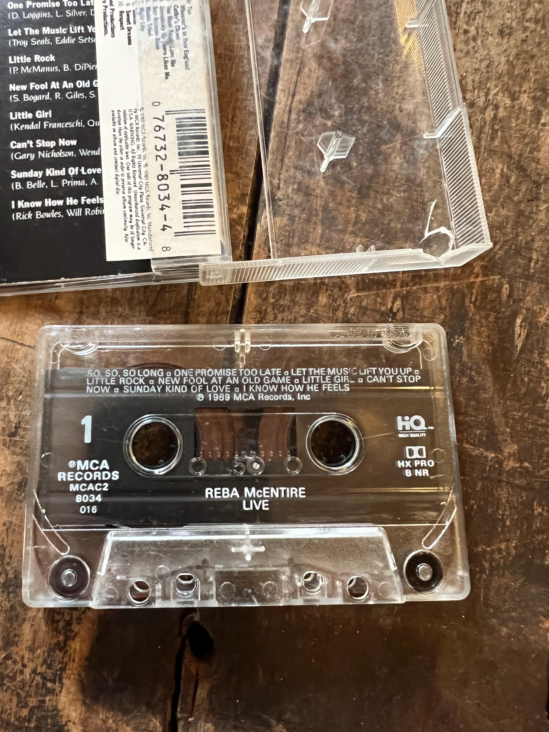 1989 Reba McEntire LIVE Cassette Tape - MCA Records Club Edition