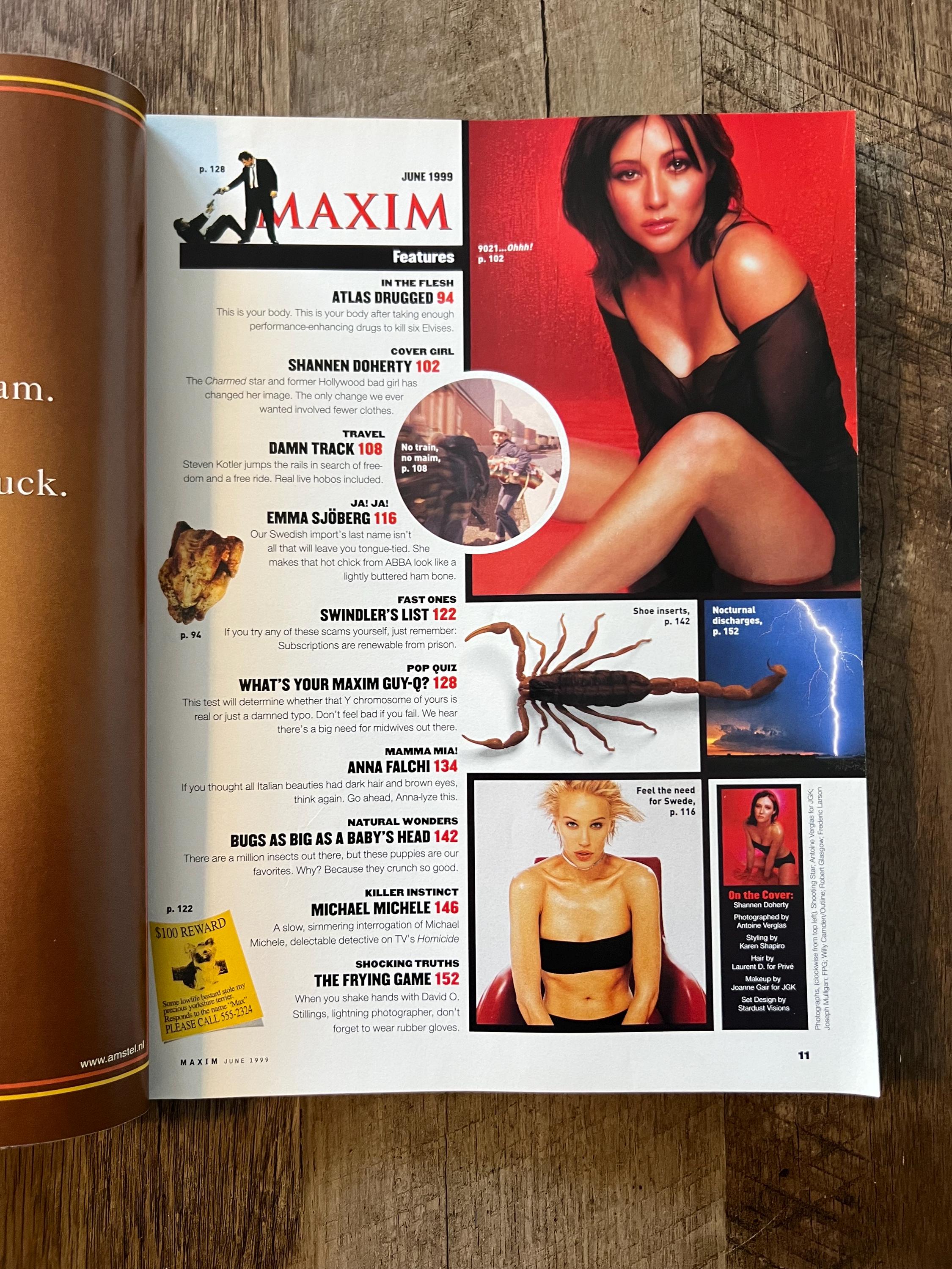 Vintage MAXIM Magazine June 1999: Shannen Doherty Cover