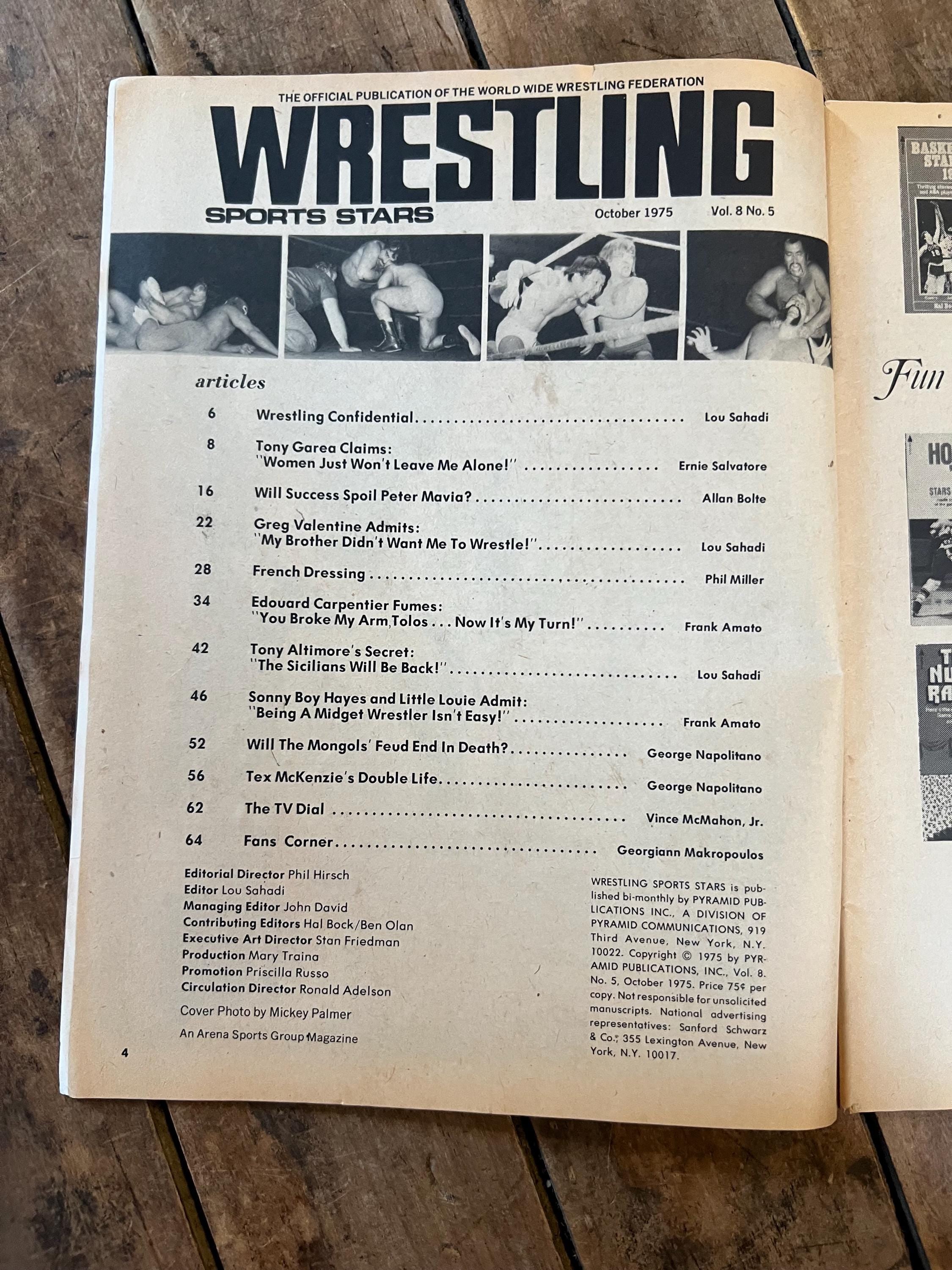 Wrestling Sports Stars Magazine  - October 1975 - WWF WWE - Edouard Carpentier