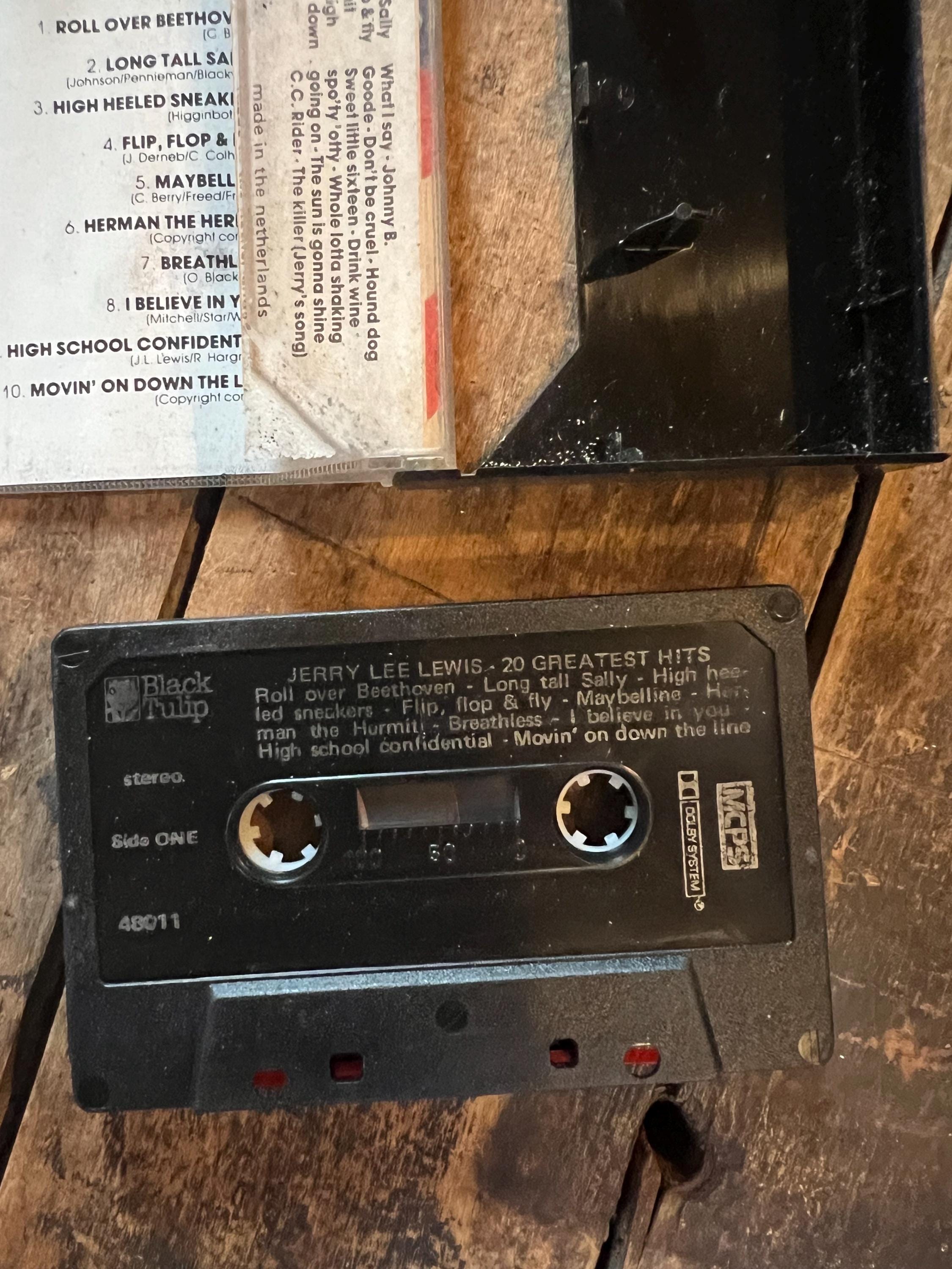 1983 Jerry Lee Lewis 20 Greatest Hits Cassette Tape - Black Tulip Records ( Netherlands Release)
