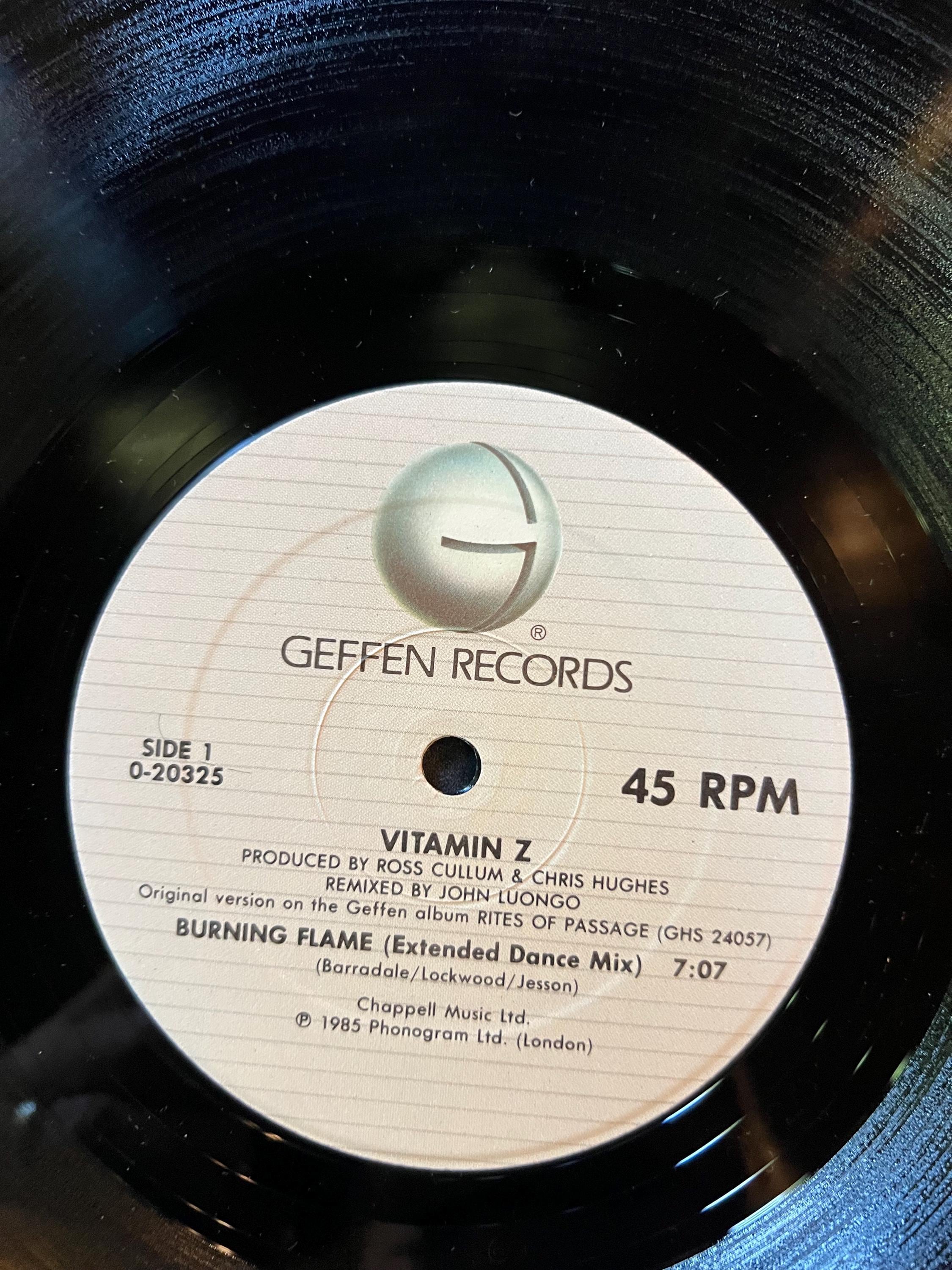 Vitamin Z “Burning Flame” LP - 1985 Geffen Retro Vinyl Record
