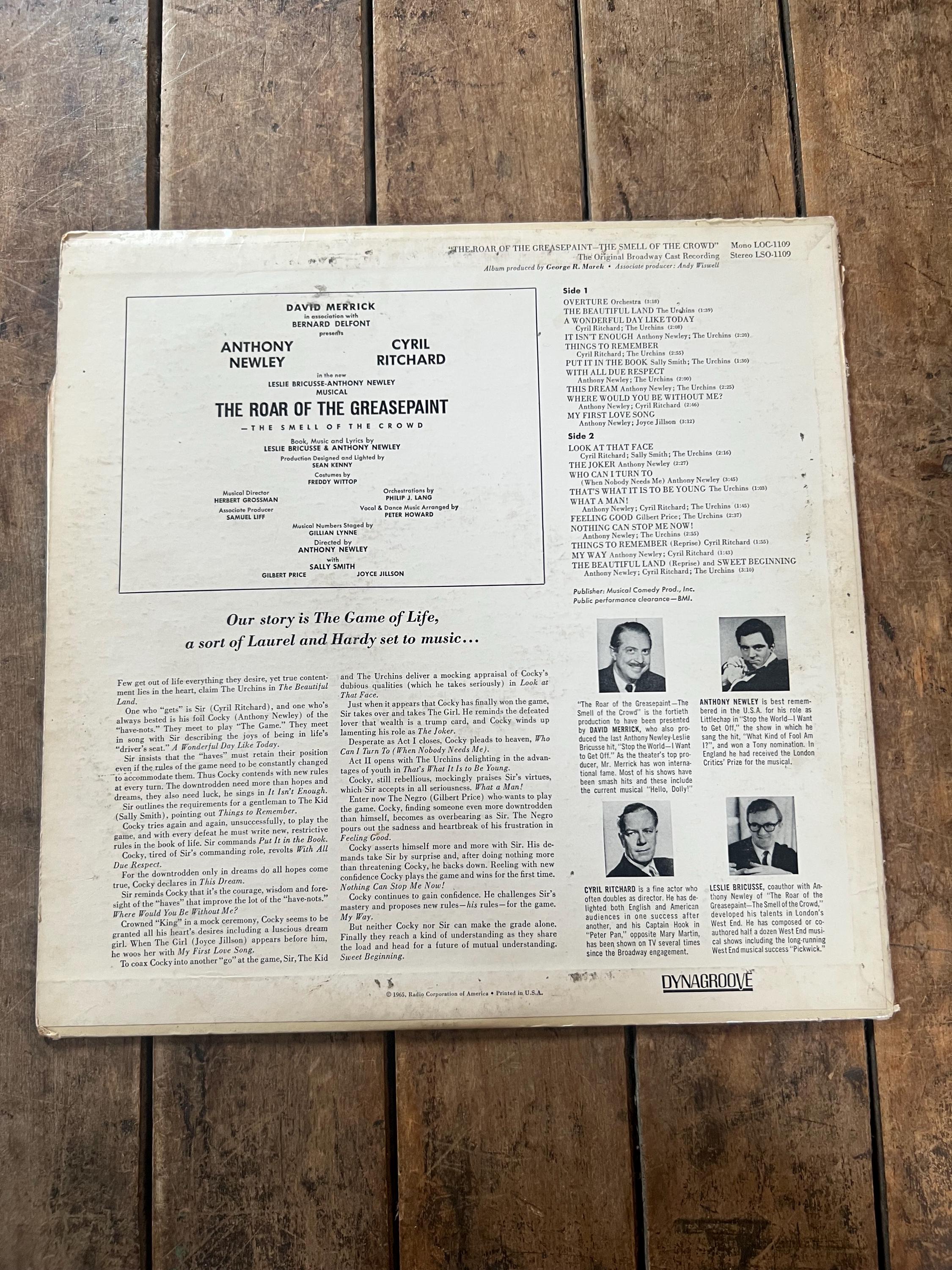 Laurel & Hardy LP Record: The Roar of the Greaspaint (1965 RCA Victor Original)