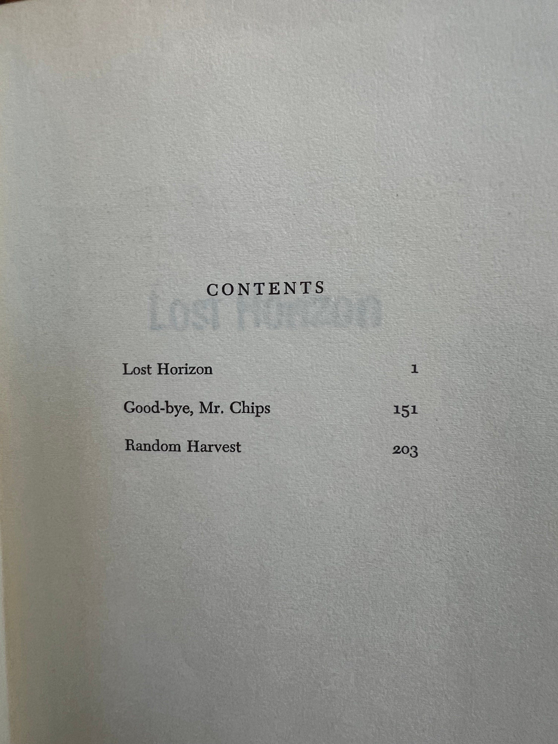 James Hilton Novels: Lost Horizon, Goodbye Mr. Chips, Random Harvest (1941)