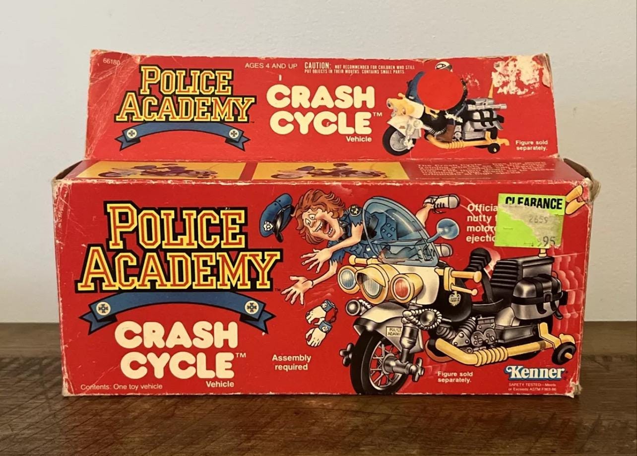 Vintage 1988 Kenner - POLICE ACADEMY Crash Cycle - Action Figure Vehicle - Original Box