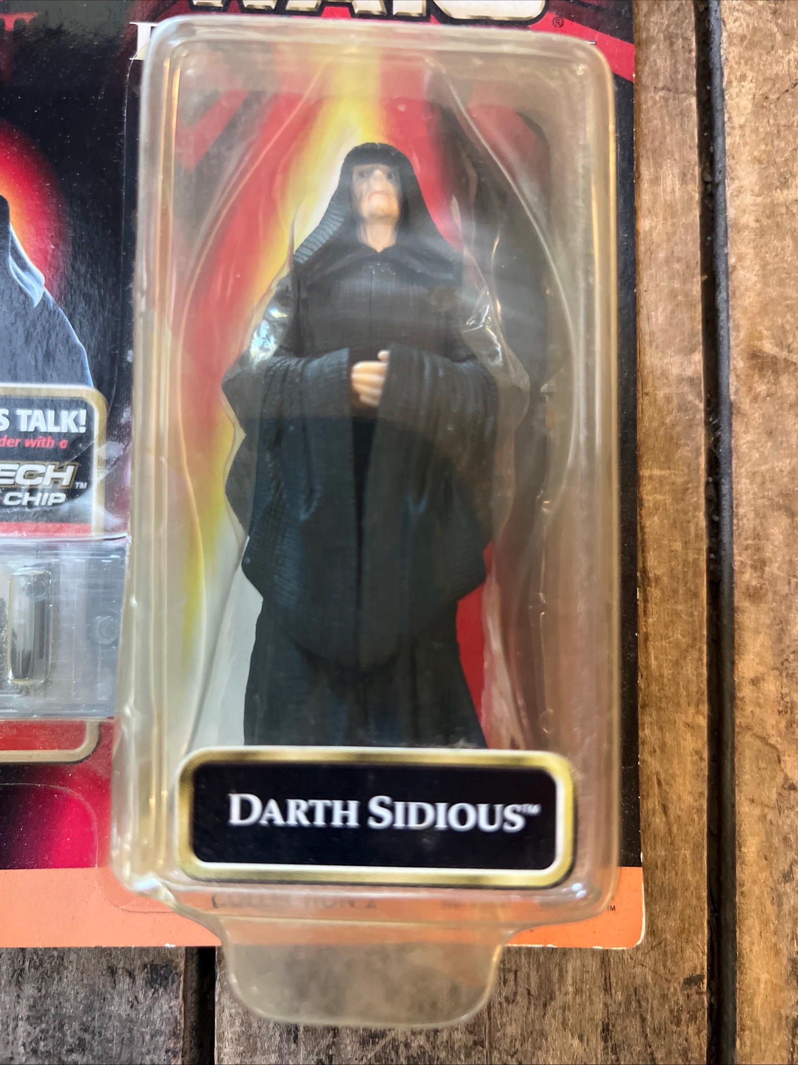 1998 Darth Sidious Action Figure: Star Wars Episode 1, Commtech Chip, MOC