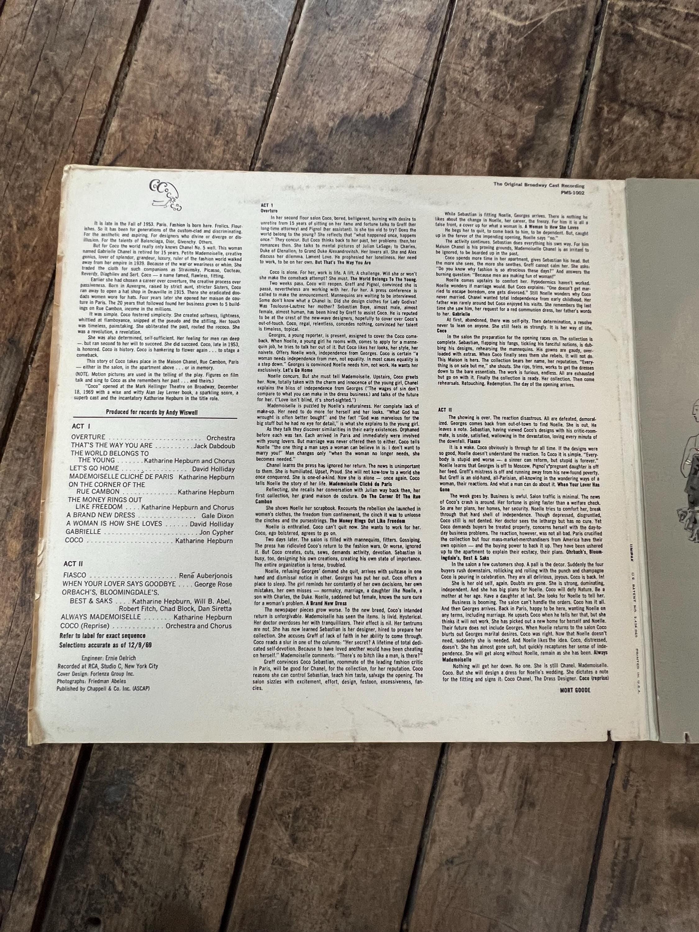 Katharine Hepburn as CoCo - 1972 Broadway Cast LP Record
