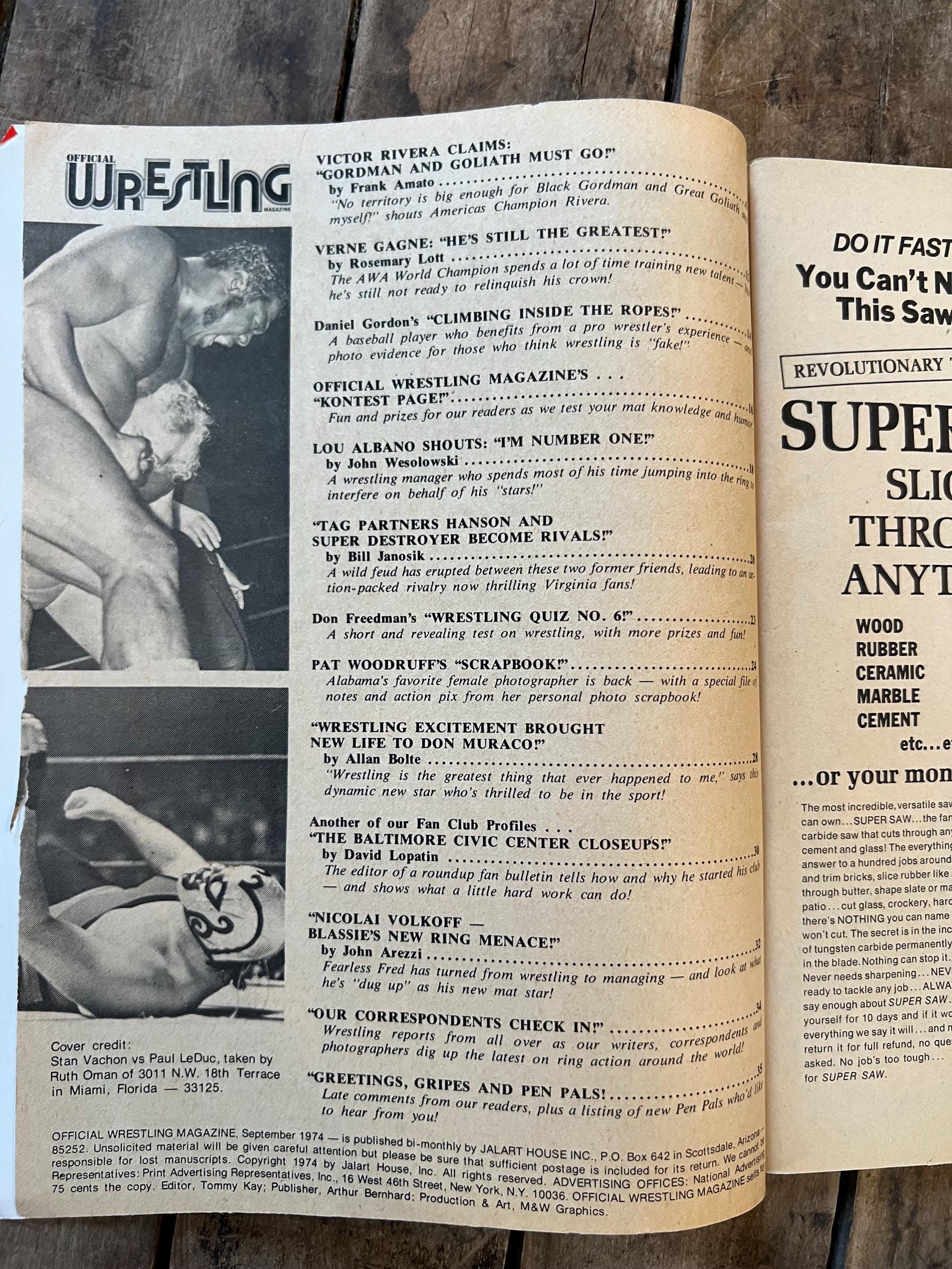 Official Wrestling Magazine - September 1974 Issue - WWF / WWE - Capt Lou Albano