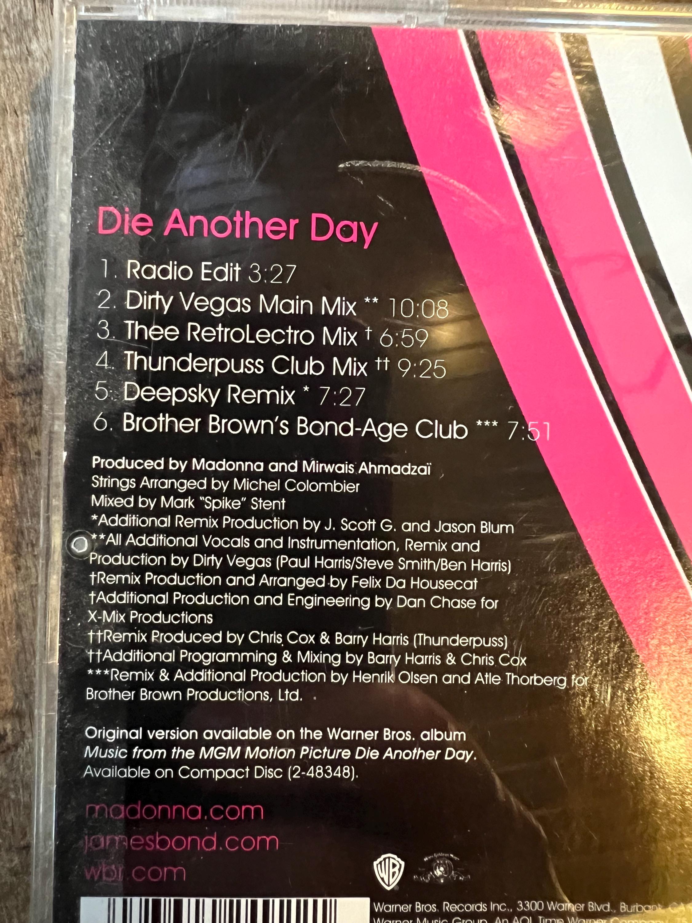Madonna  “Die Another Day”  CD - 2002 Warner Bros Records