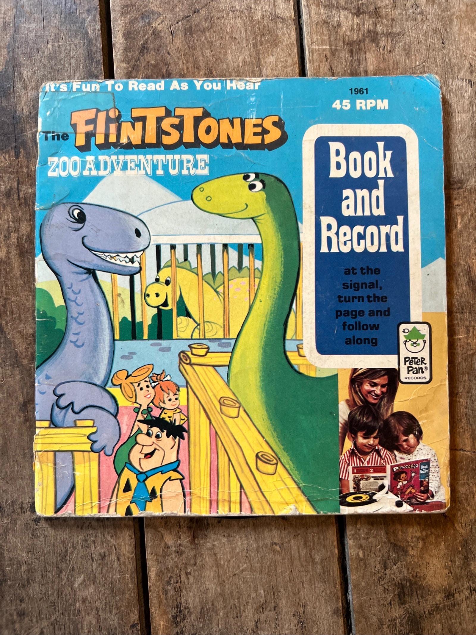 1974 Peter Pan Records - The FLINTSTONES Zoo Adventures - Book And 45 Record - Made in USA