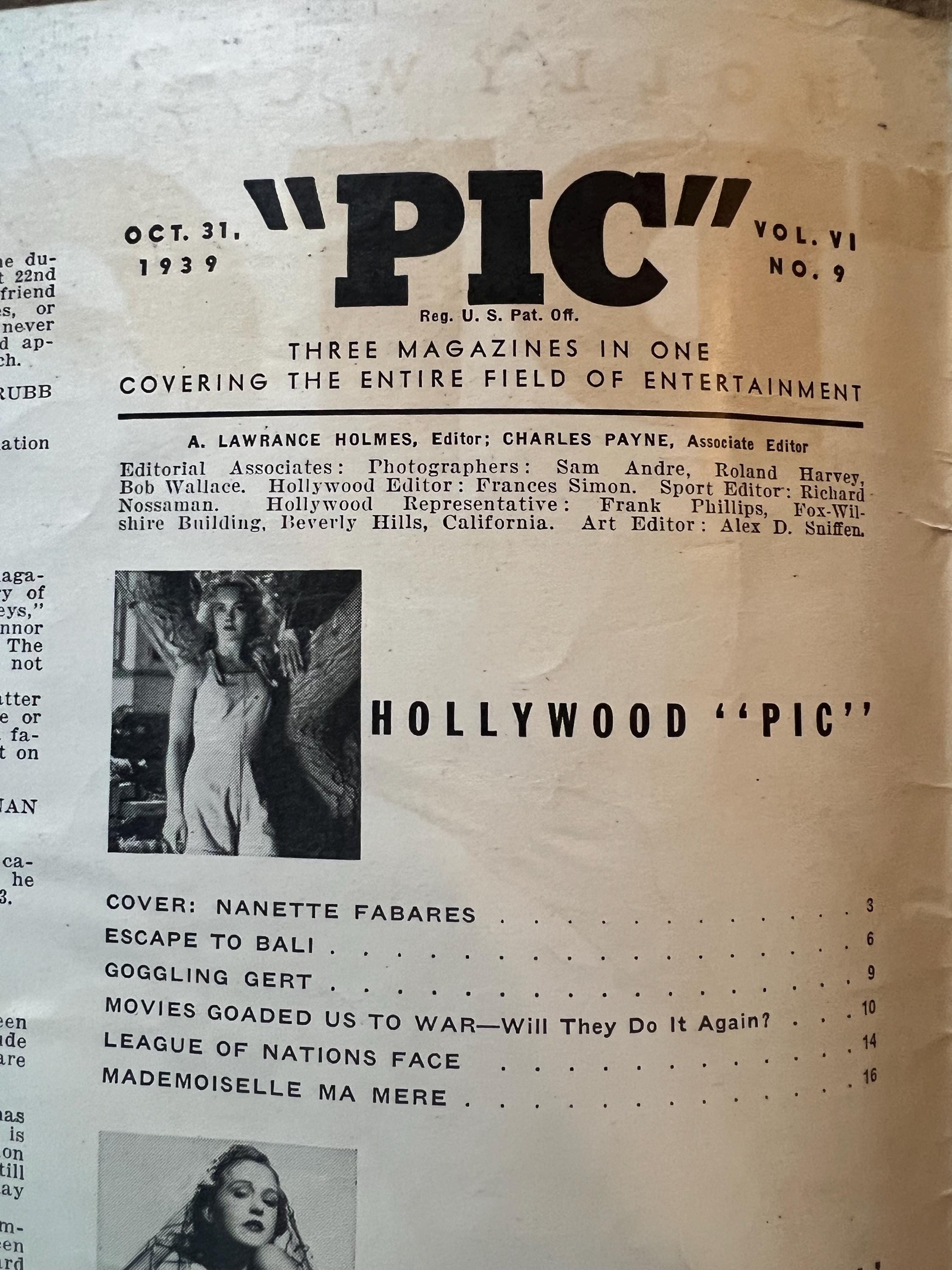 PIC Magazine (October 1939) Hollywood, Sport & Broadway Magazine - Barbara Lenton