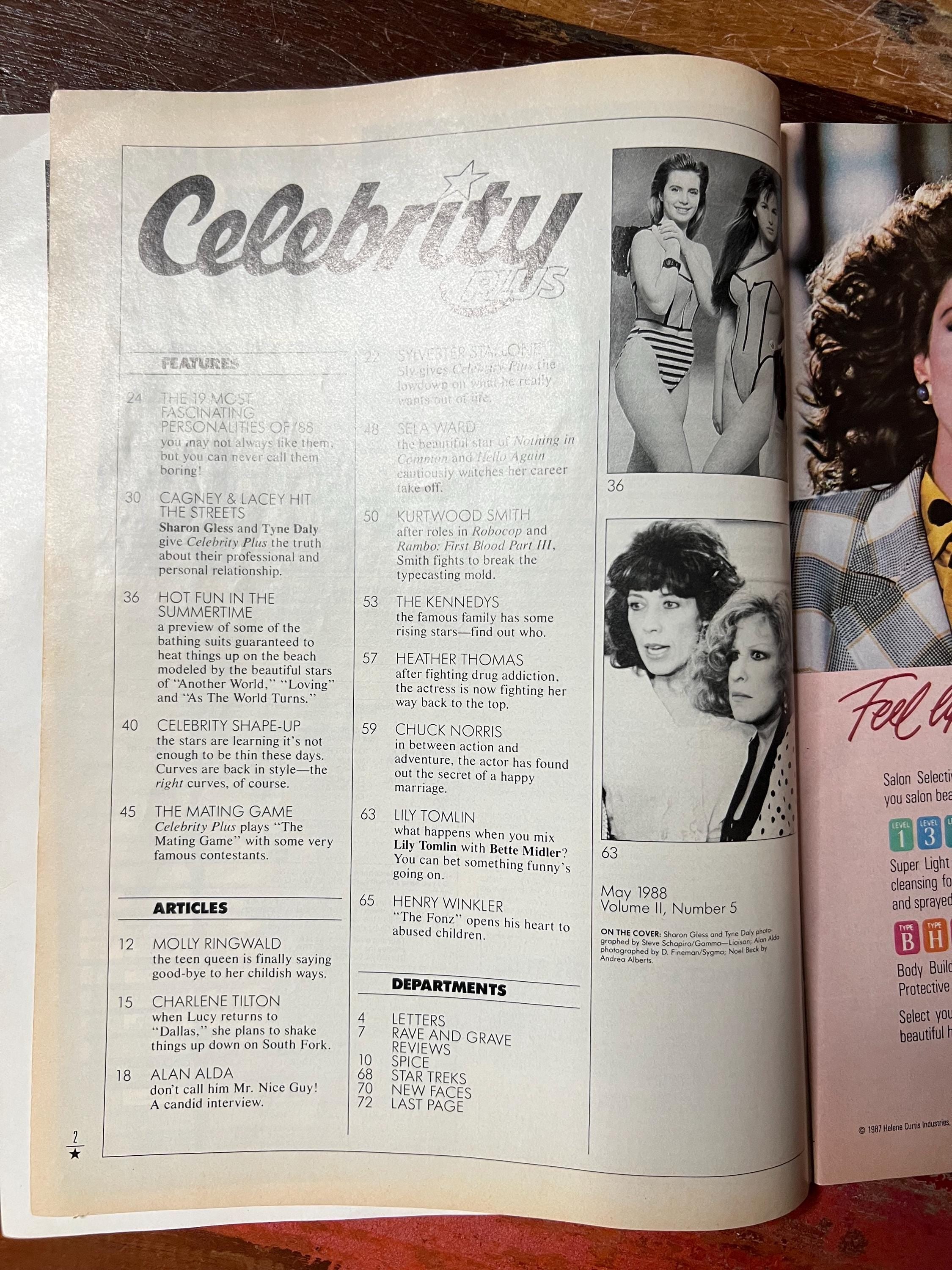 Celebrity Plus Magazine - Gossip / Tabloid - May 1988 - Cagney & Lacey Cover
