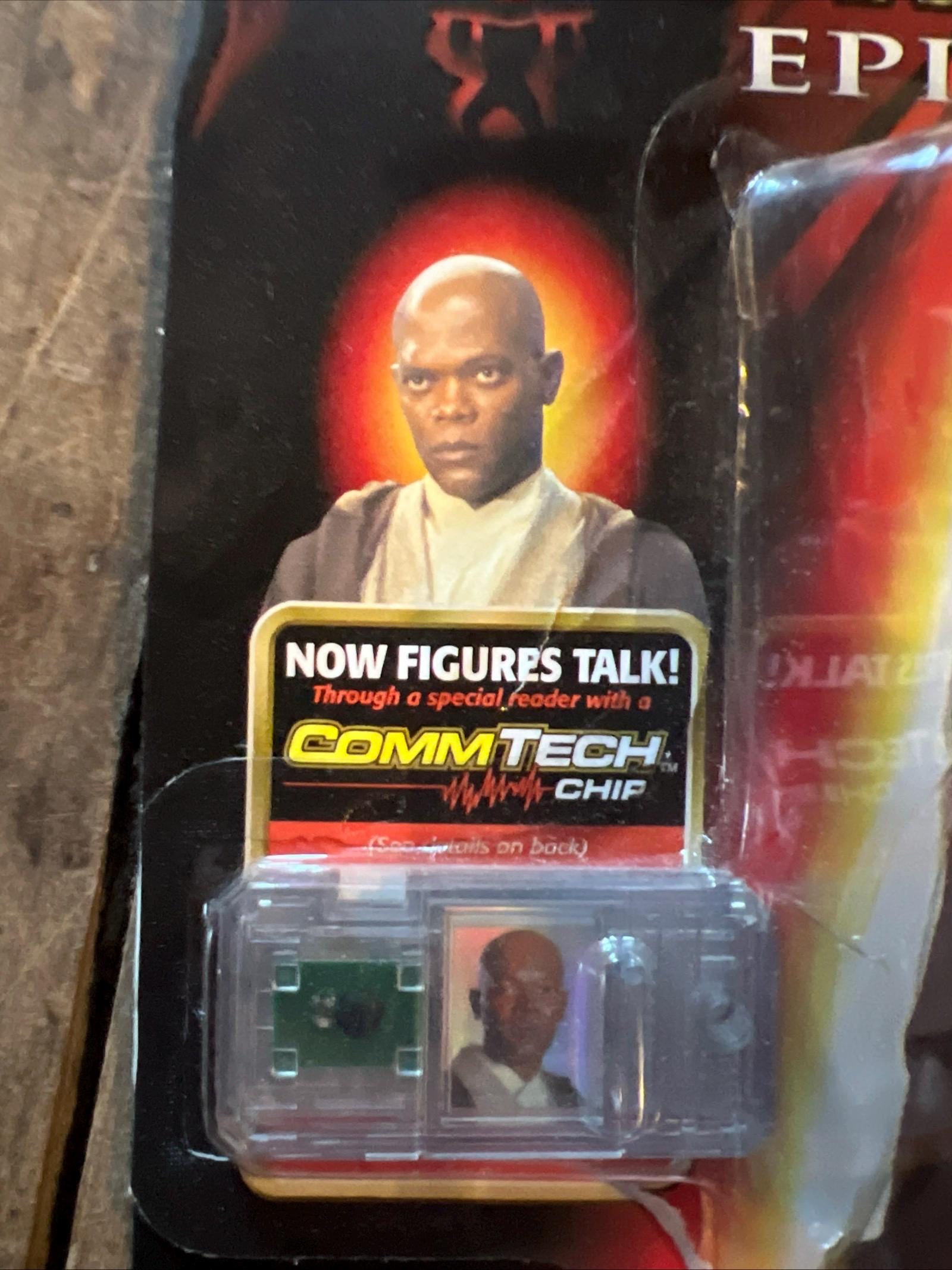 1998 Star Wars Episode 1 Mace Windu Action Figure - Commtech Chip MOC