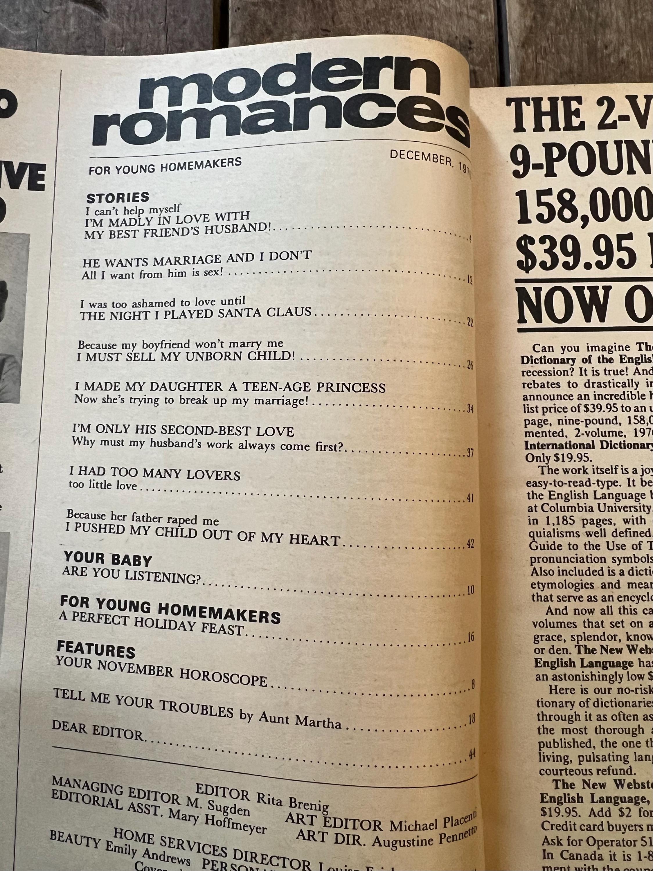 Dell Modern Romances Magazine (December 1976)  Magazine For The Young Homemaker