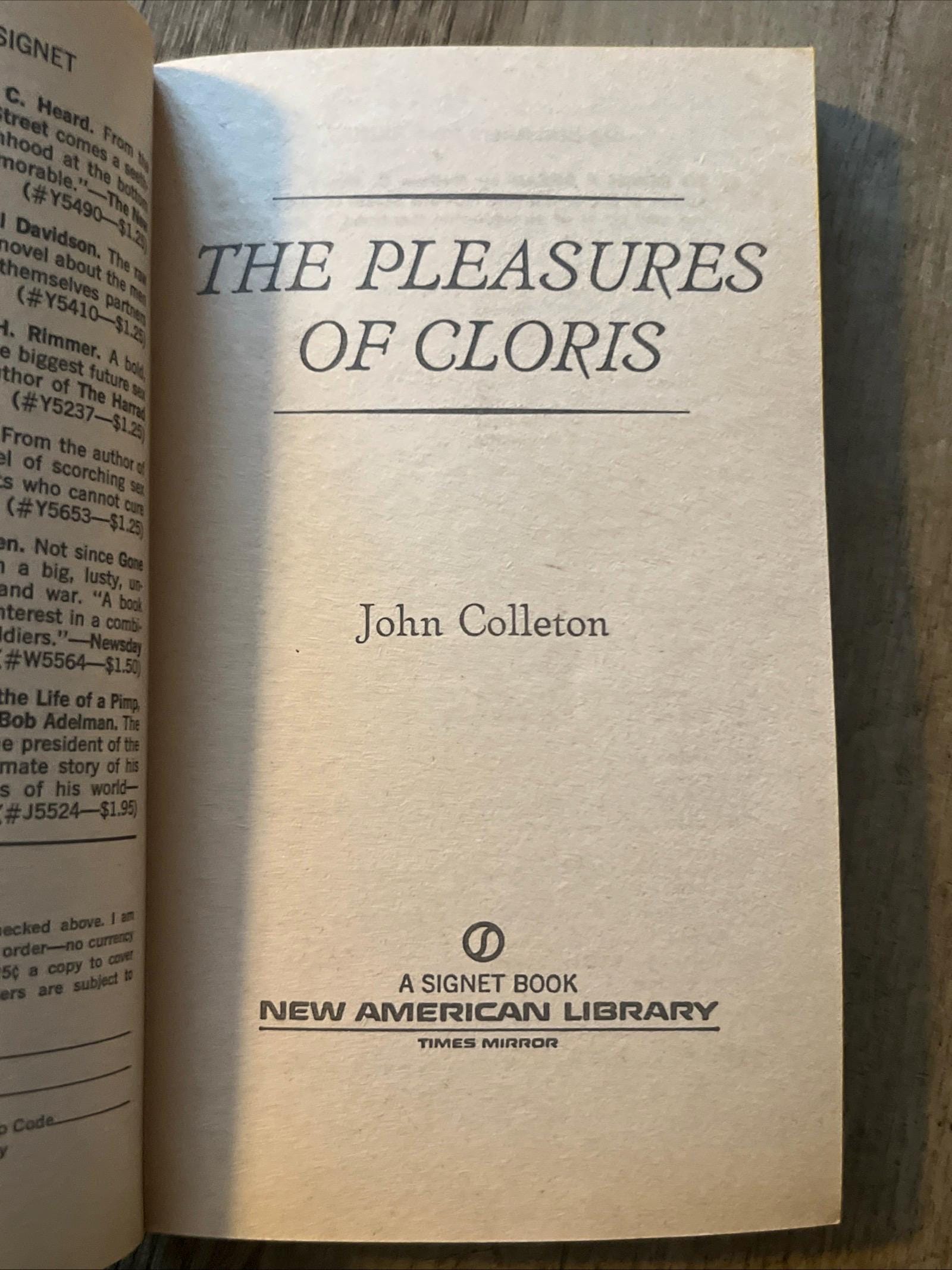 The Pleasures Of Cloris by John Colleton ( 1974 Signet ) Romance Novel