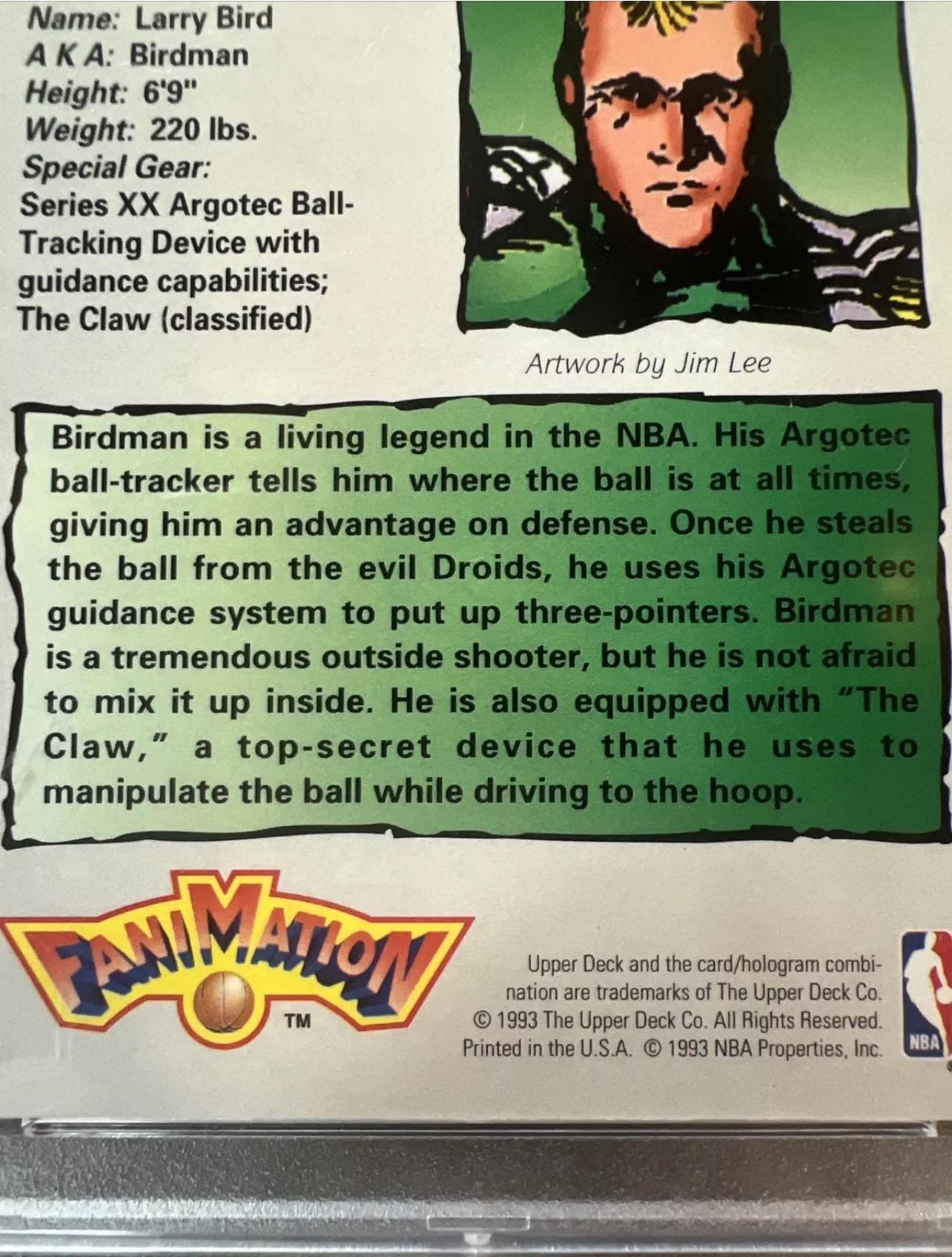 1992 Larry Bird Upper Deck Fanimation Art Card - PSA 7