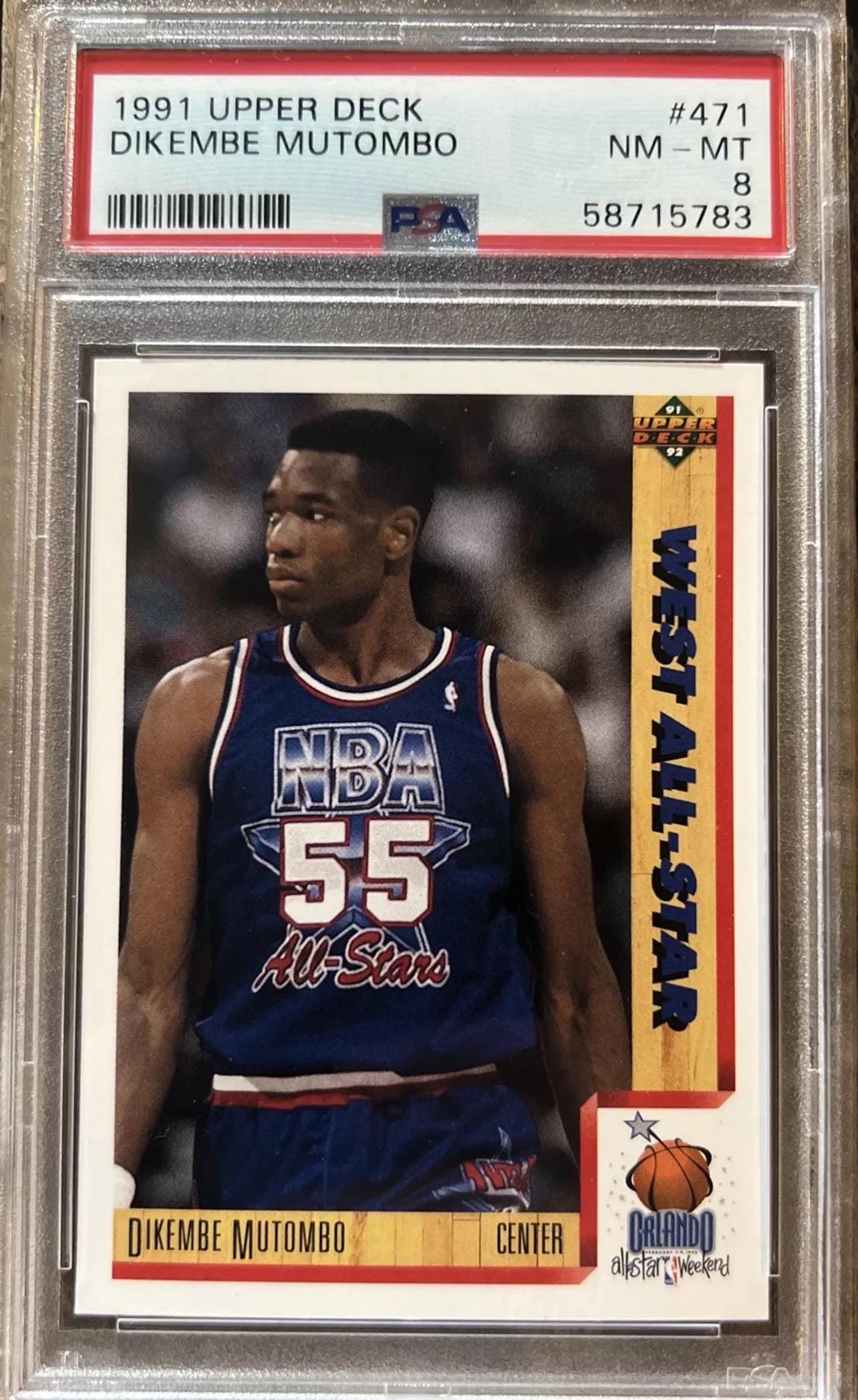 1991 Dikembe Mutombo Upper Deck All-Star Card - PSA 8