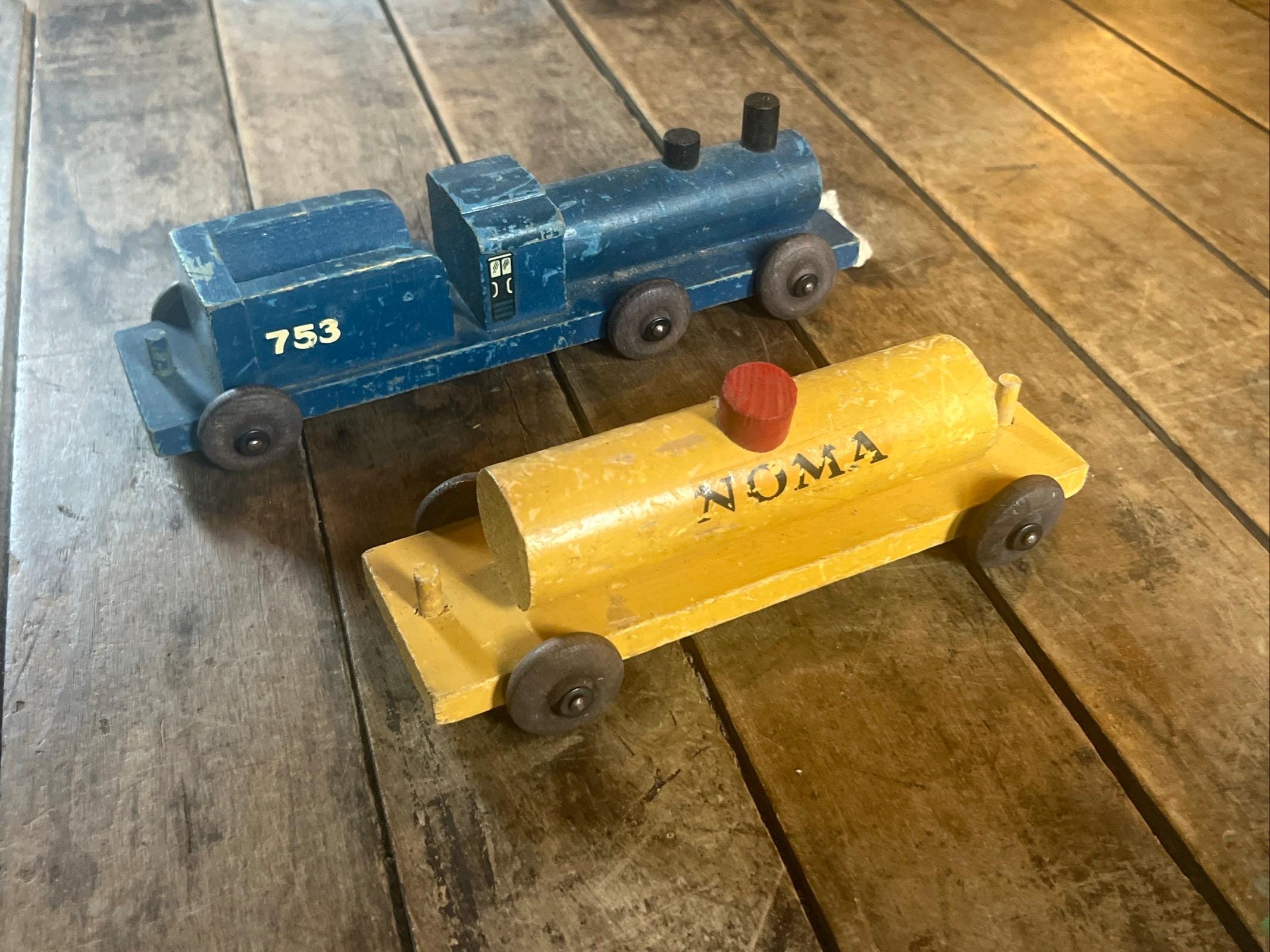 Vintage 1940s NOMA Woodies Wooden Train Set: WWII Era Toy
