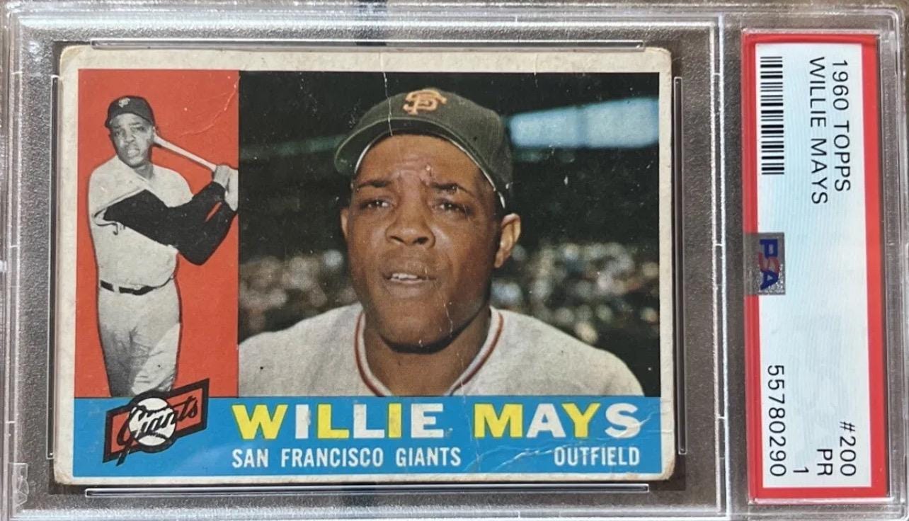 1960 Topps Willie Mays Baseball Card - PSA 1 - San Francisco Giants