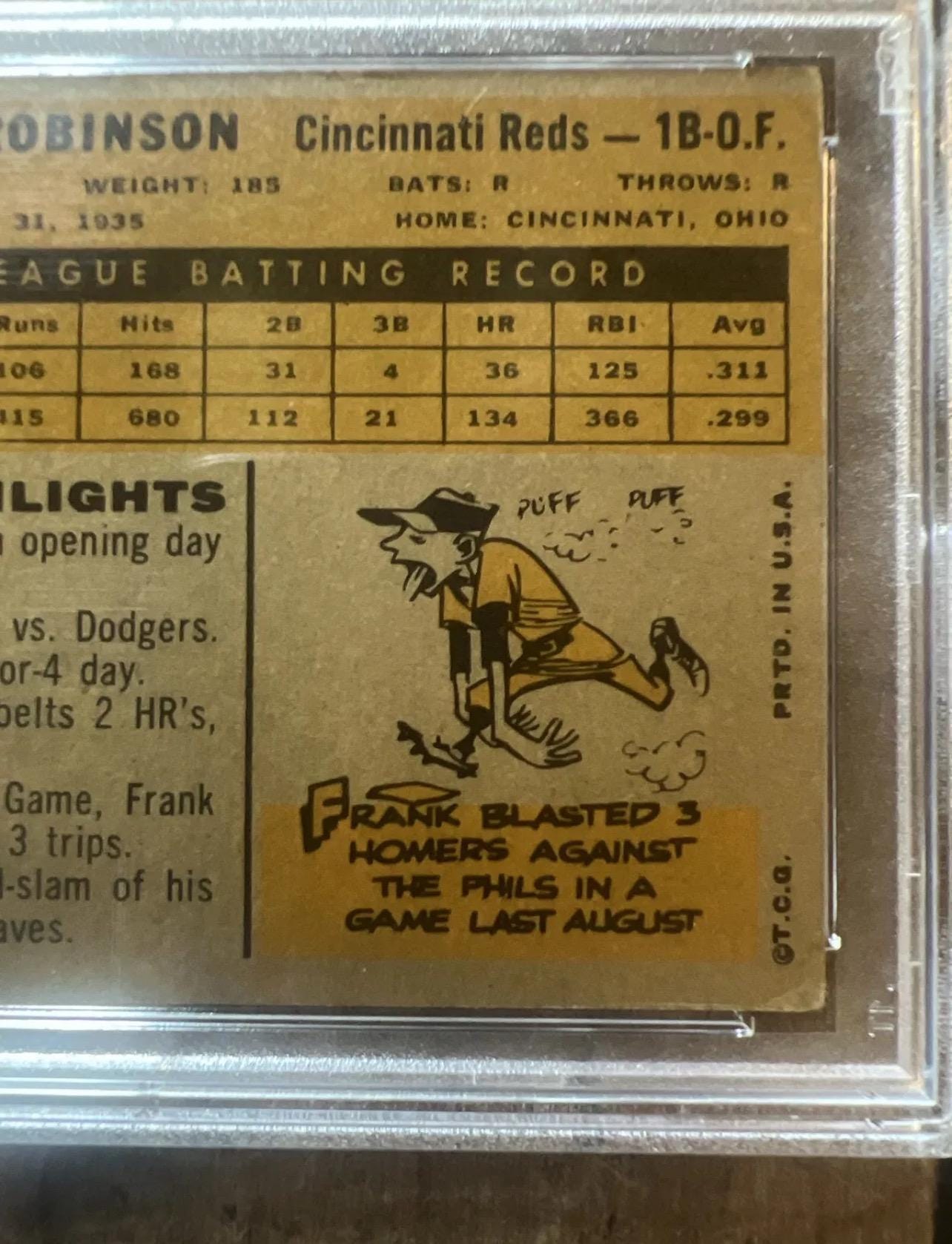 1960 Topps Frank Robinson Baseball Card - Cincinnati Reds - PSA 2 Graded