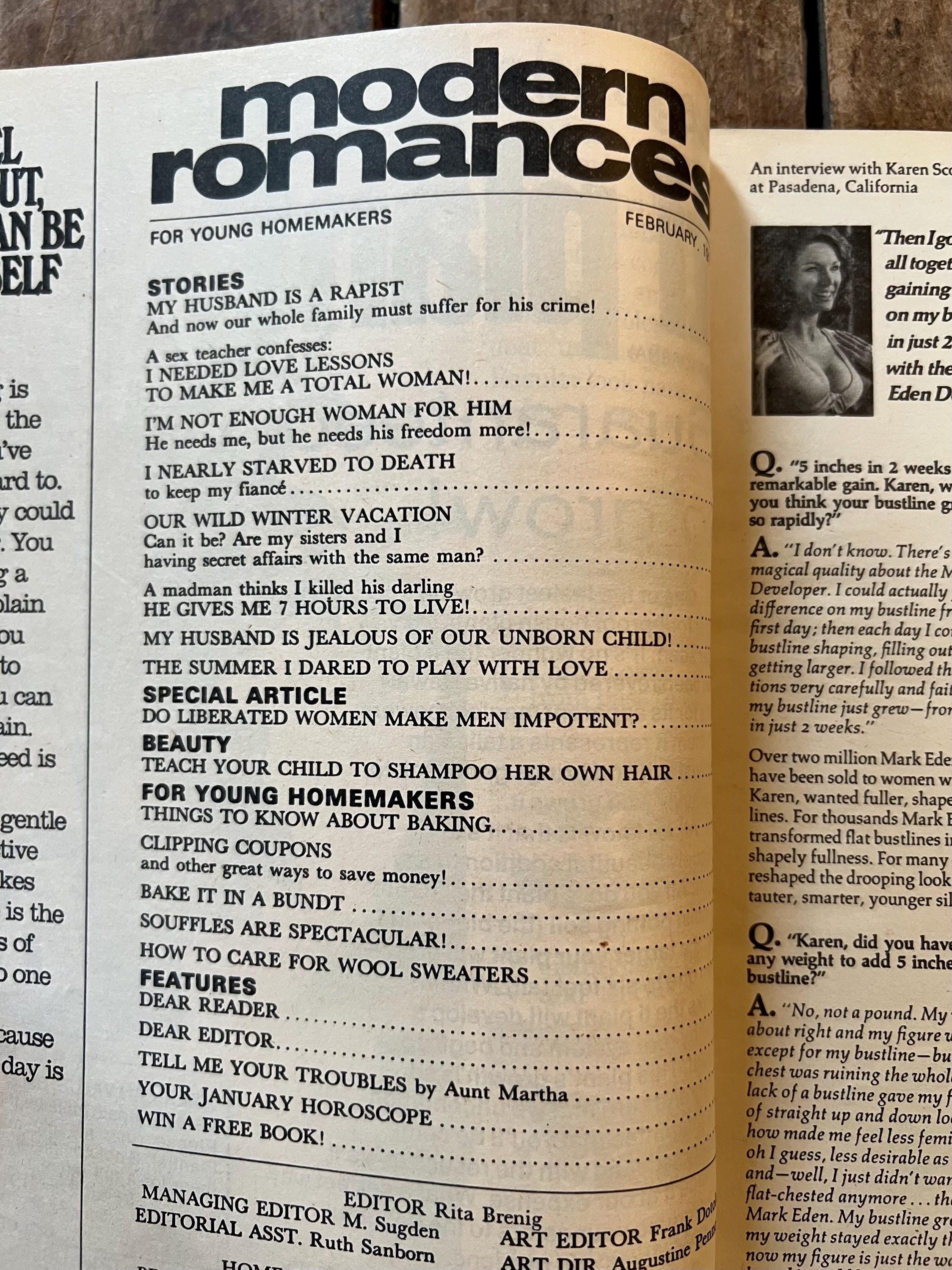Dell Modern Romances Magazine (February 1976)  Magazine For The Young Homemaker