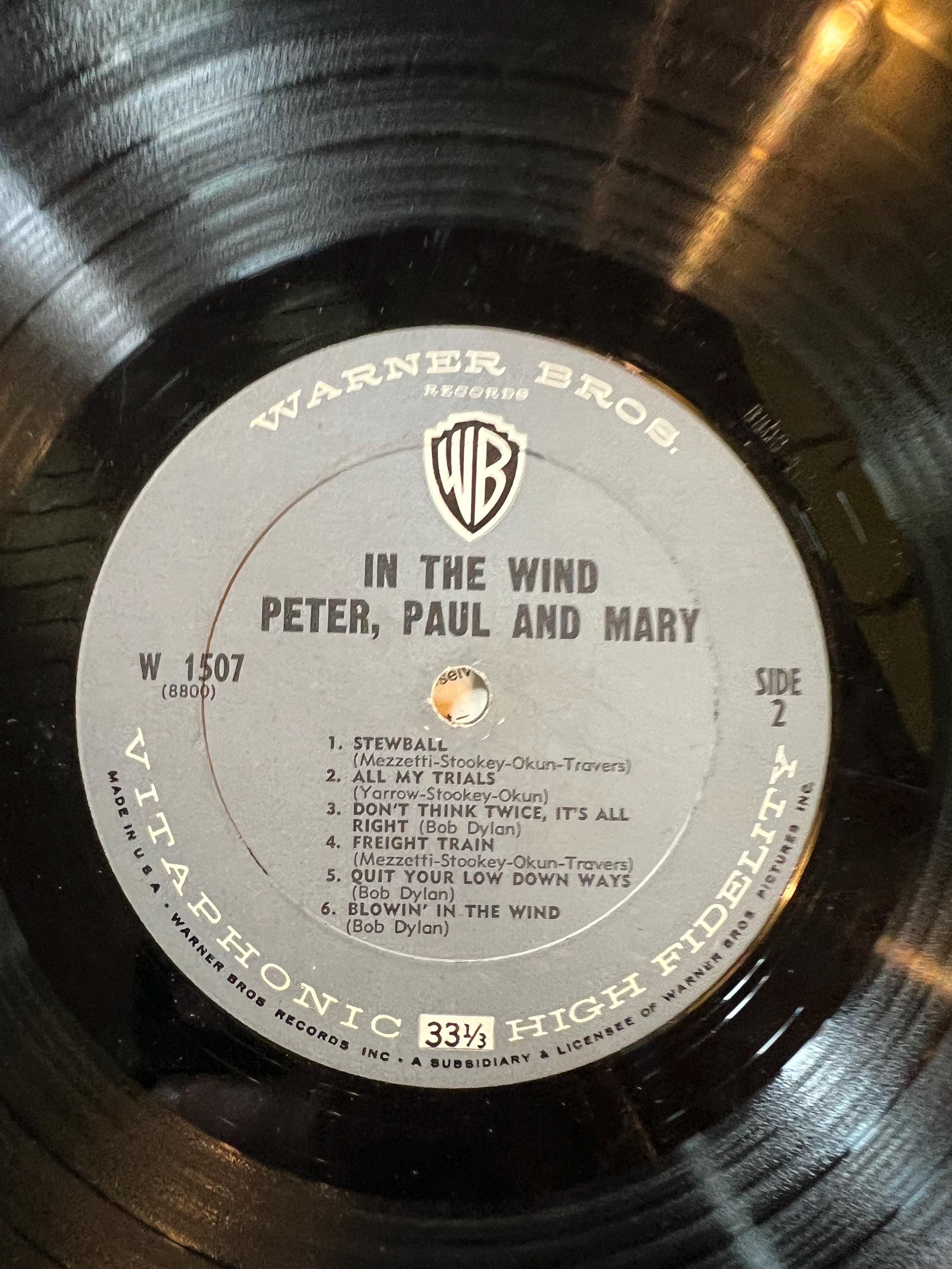 Peter Paul and Mary "In The Wind" LP - 1963 Warner Bros Retro Vinyl Record