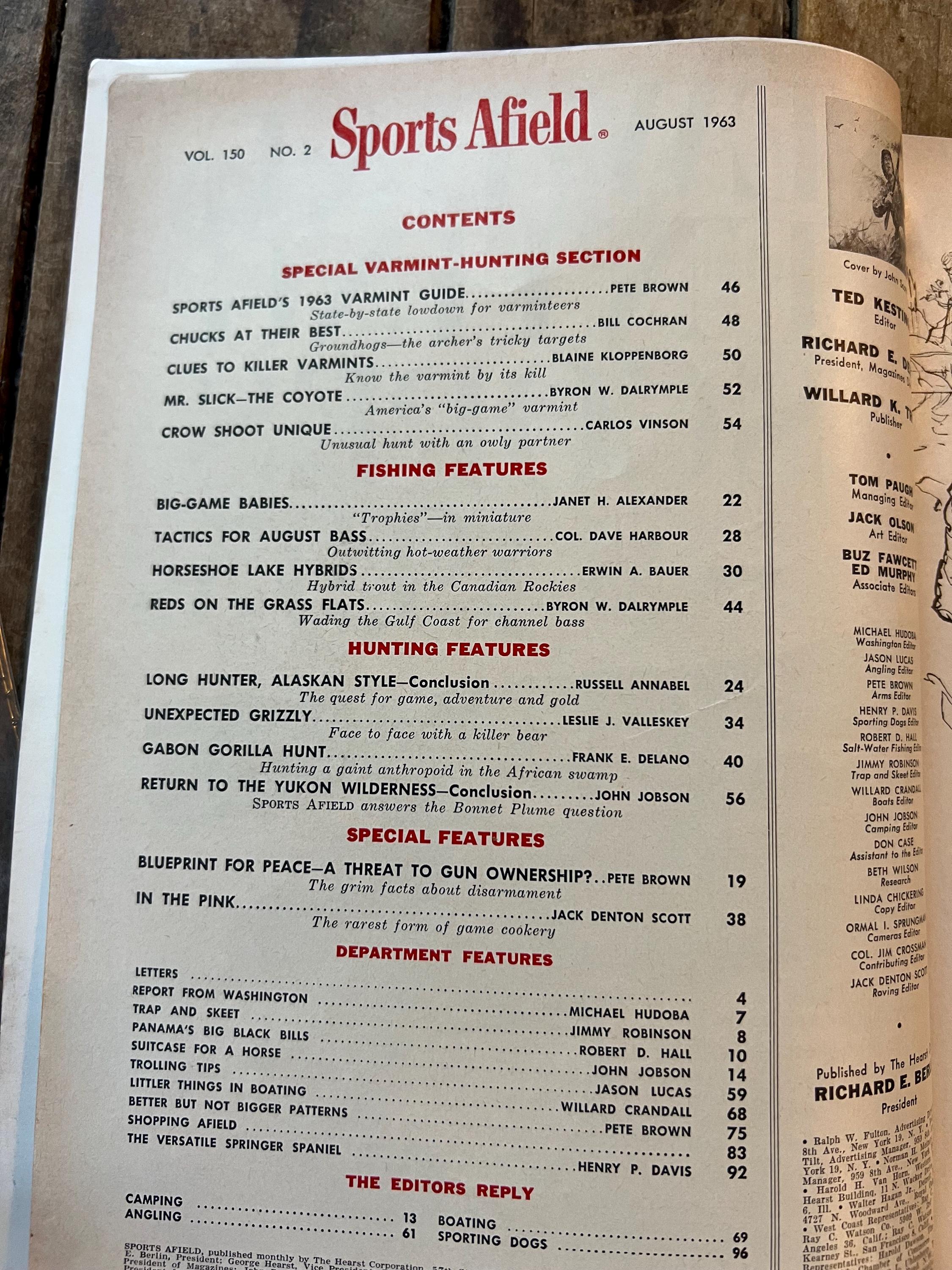 Vintage 1963 Sports Afield Magazine: August Edition