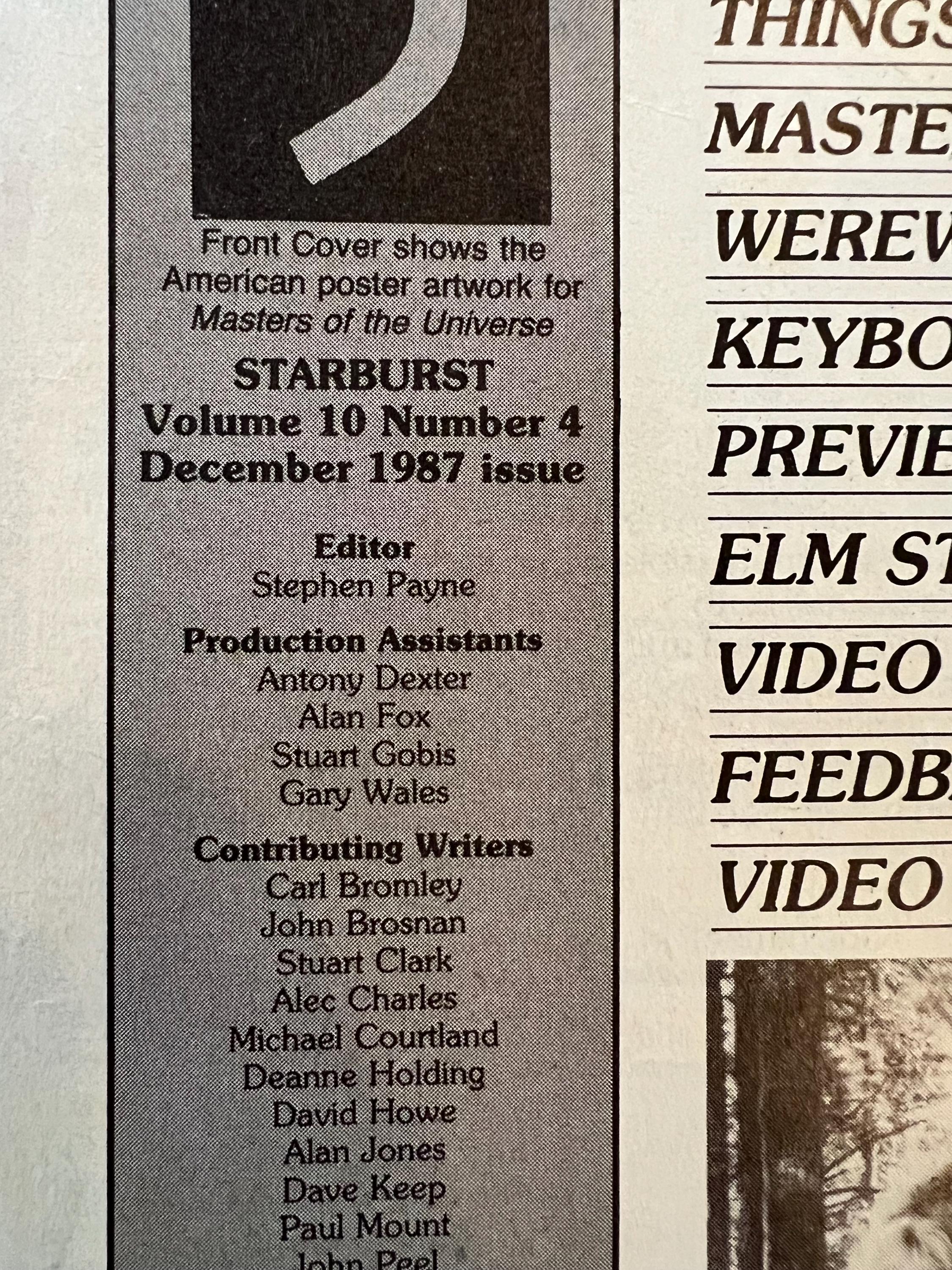 Starburst Magazine - December 1987 Issue - He-Man Masters Of The Universe Cover