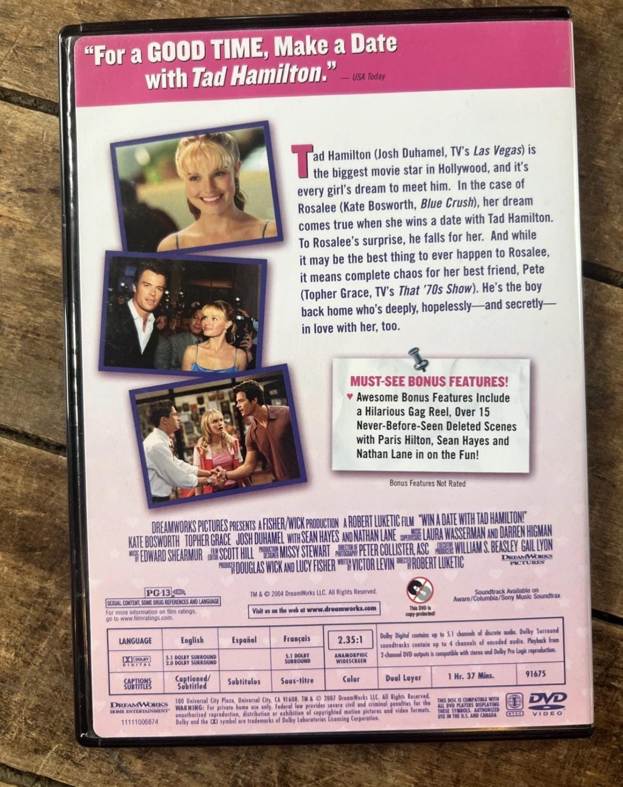 Win A Date with Tad Hamilton ( DVD 2004 ) Starring Kate Bosworth & Josh Duhamel