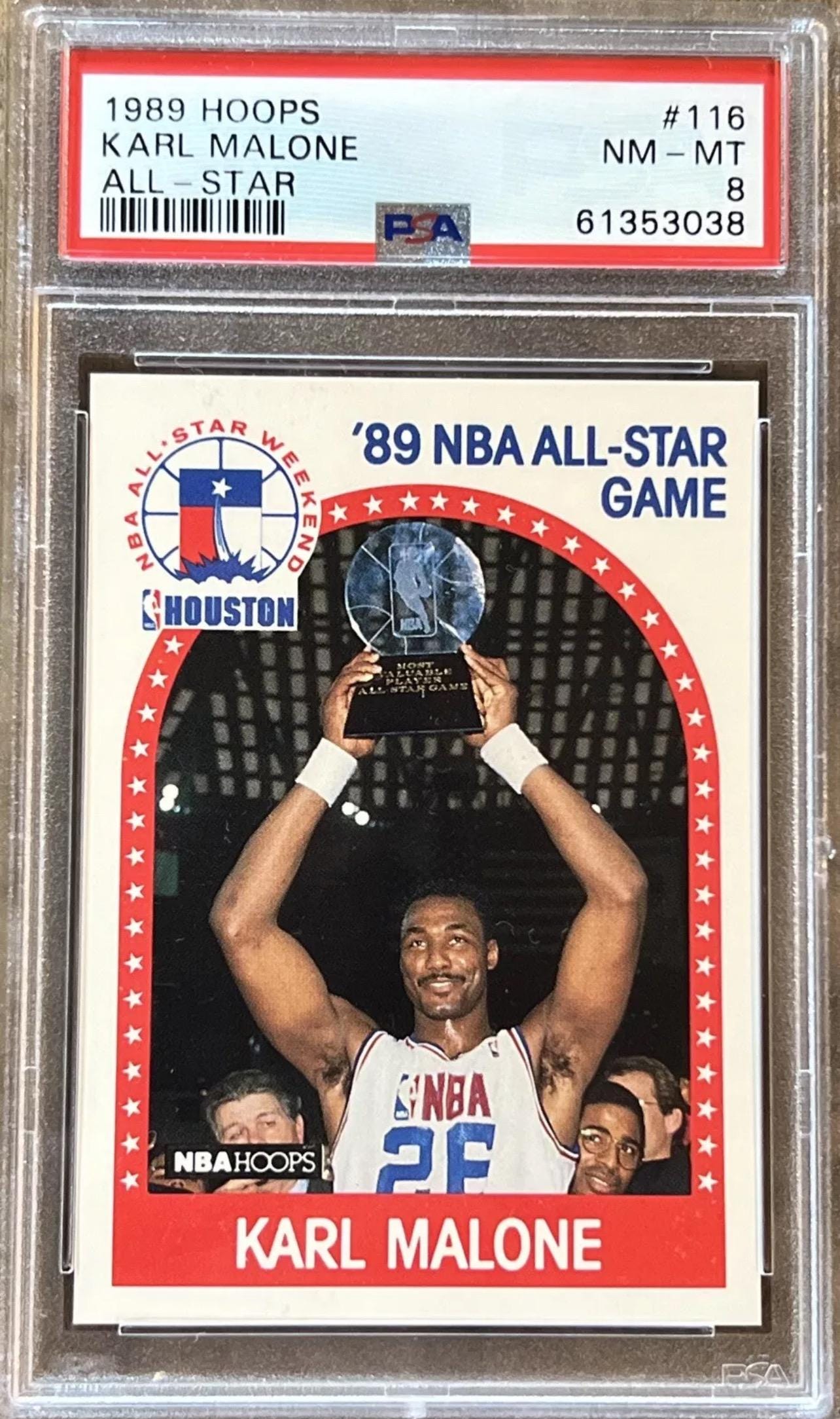 1989 NBA Hoops Karl Malone All-Star Card - PSA 8 Graded