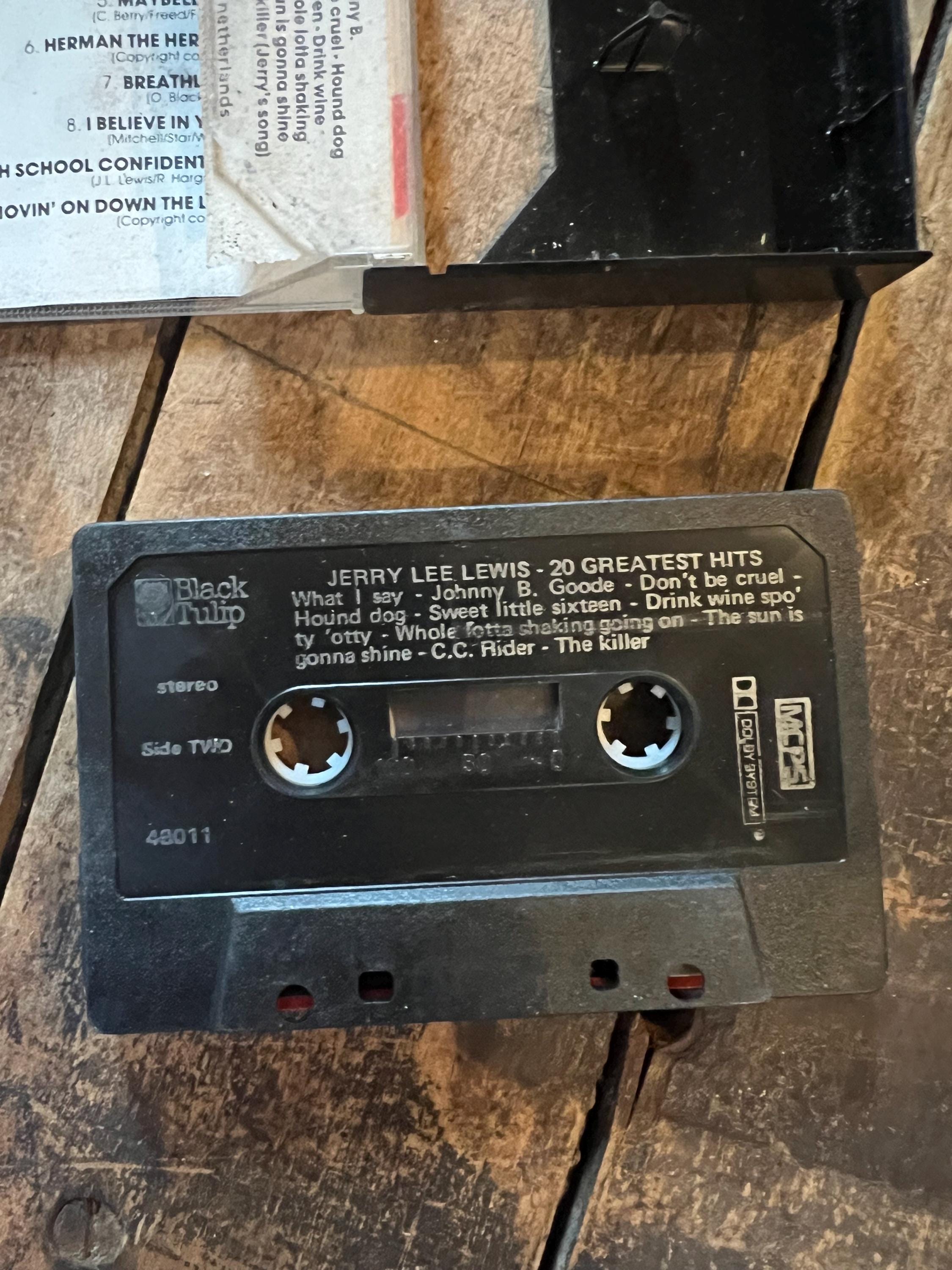 1983 Jerry Lee Lewis 20 Greatest Hits Cassette Tape - Black Tulip Records ( Netherlands Release)
