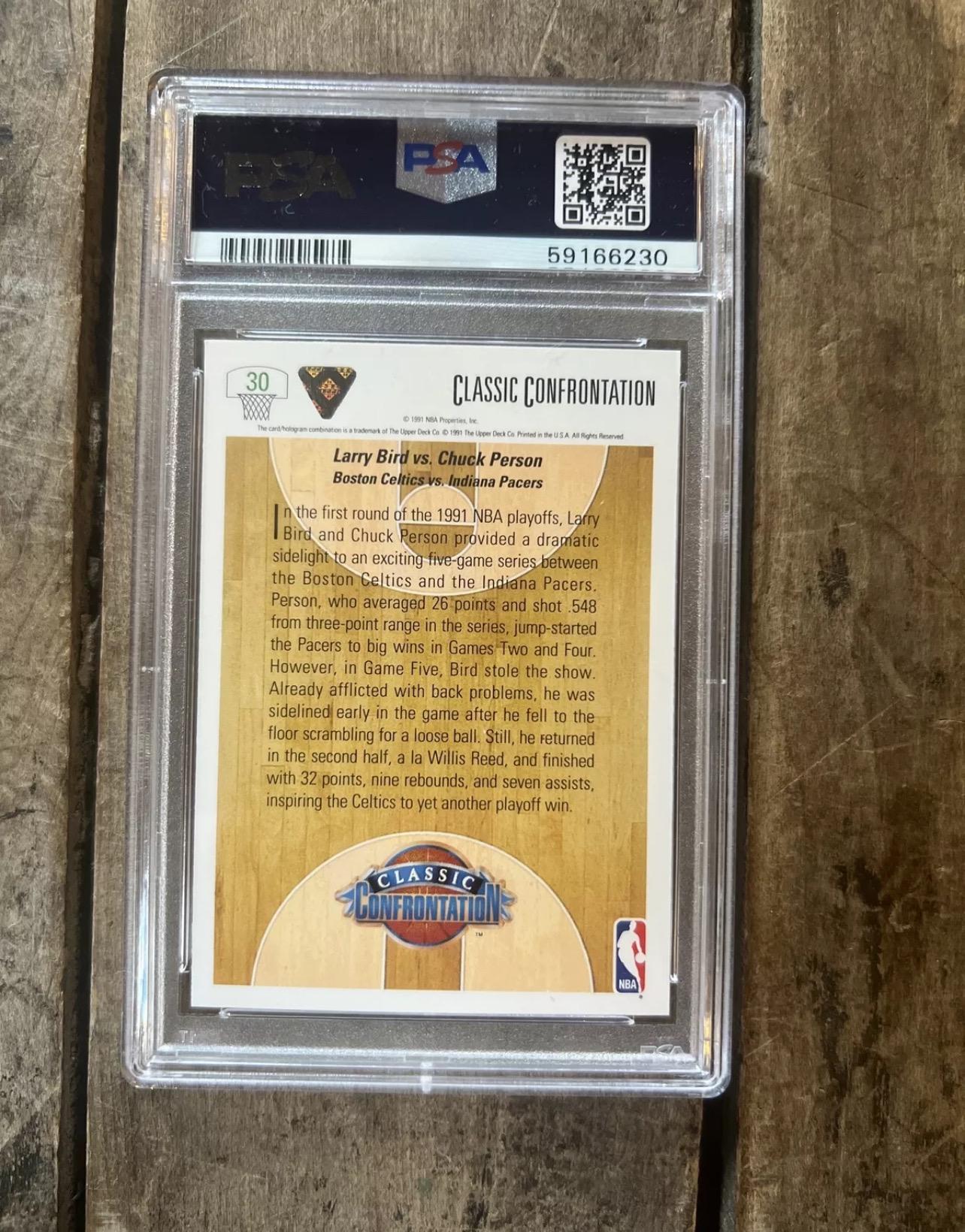 1991 Upper Deck Larry Bird vs Chuck Person Basketball Card - PSA 8