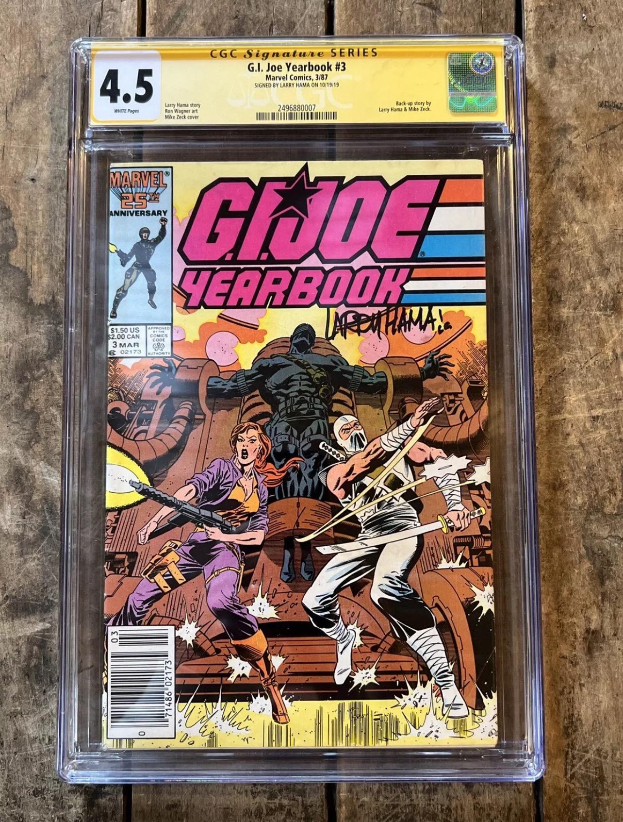 1987 G.I. JOE Yearbook #3 - Marvel Comics - Larry Hama Autograph- CGC Graded 4.5
