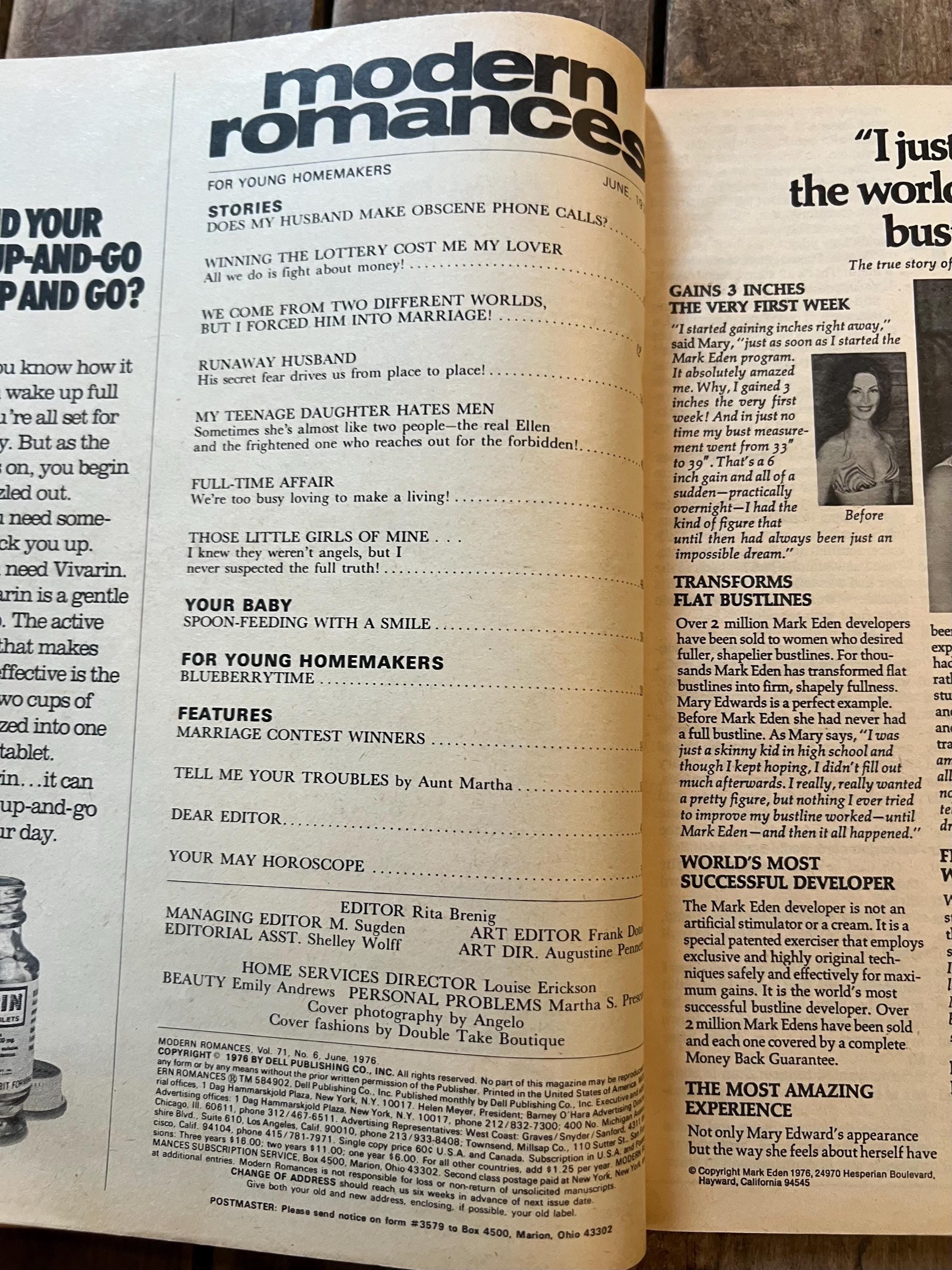 Dell Modern Romances Magazine (June 1976)  Magazine For The Young Homemaker