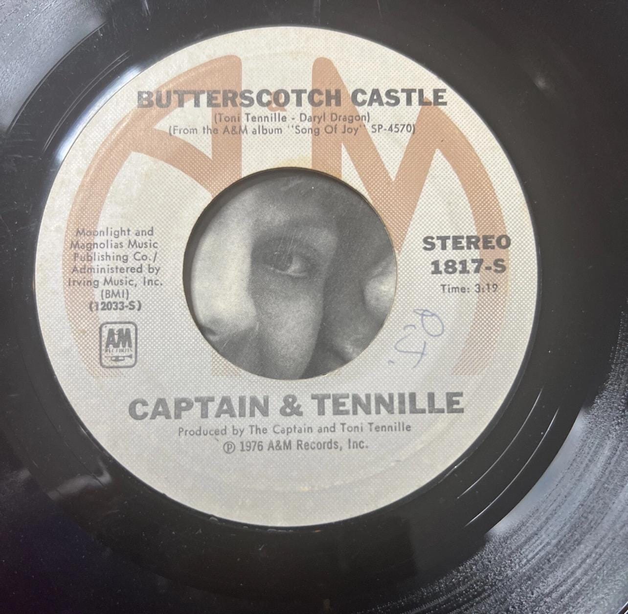 CAPTAIN & TENNILLE - Butterscotch Castle - Shop Around - 45 Record (1976) Retro Vinyl  - Original  Record