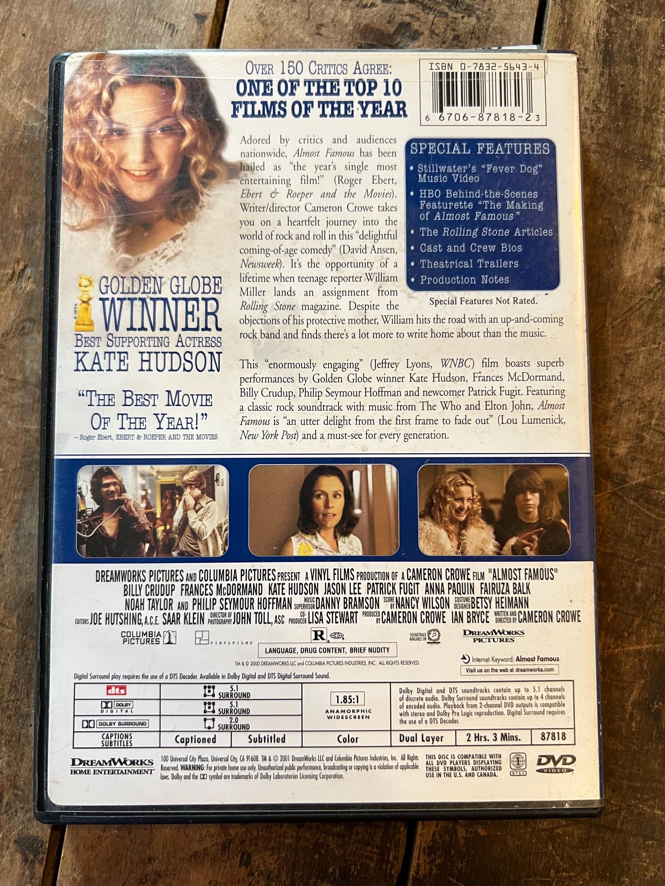 Almost Famous ( DVD 2000 ) Comedy/ Adventure Starring - Kate Hudson