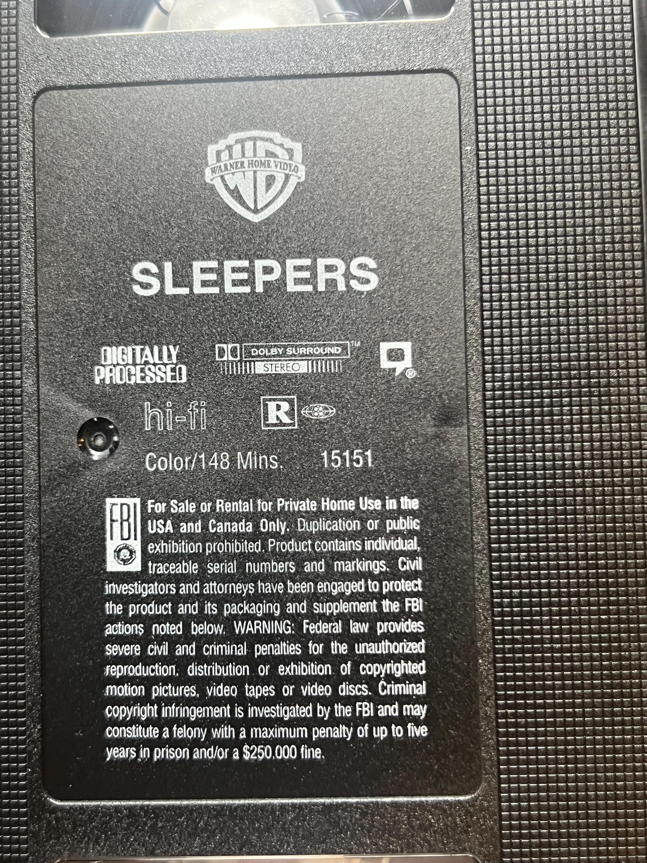 SLEEPERS - VHS Movie ( 1996 ) - Starring Robert DeNiro, Brad Pitt & Kevin Bacon