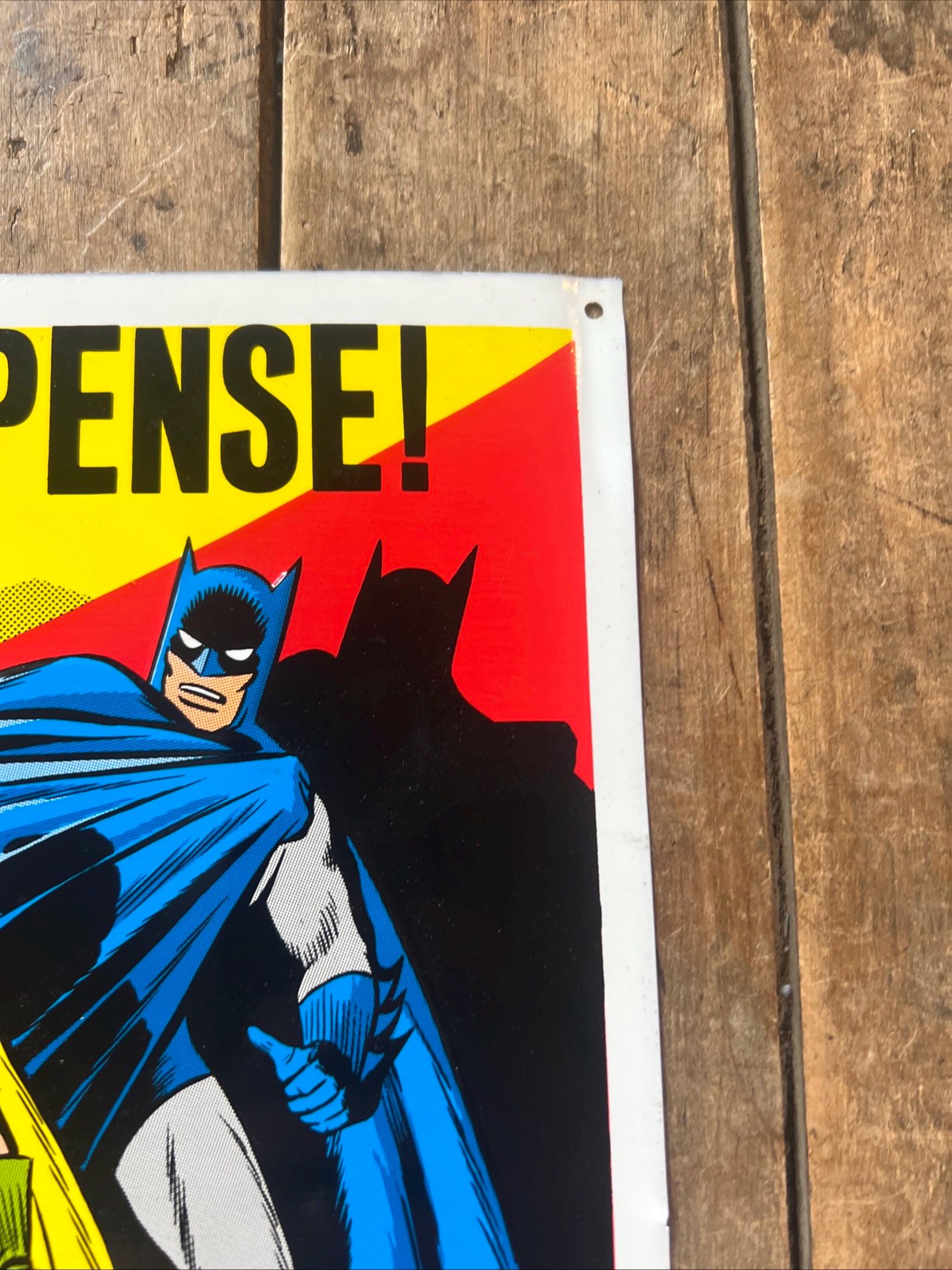 1990 BATMAN and ROBIN - DC Comics - Kitchen Sink Press - Embossed Metal sign Advertising - Daily Comic Strip Sign